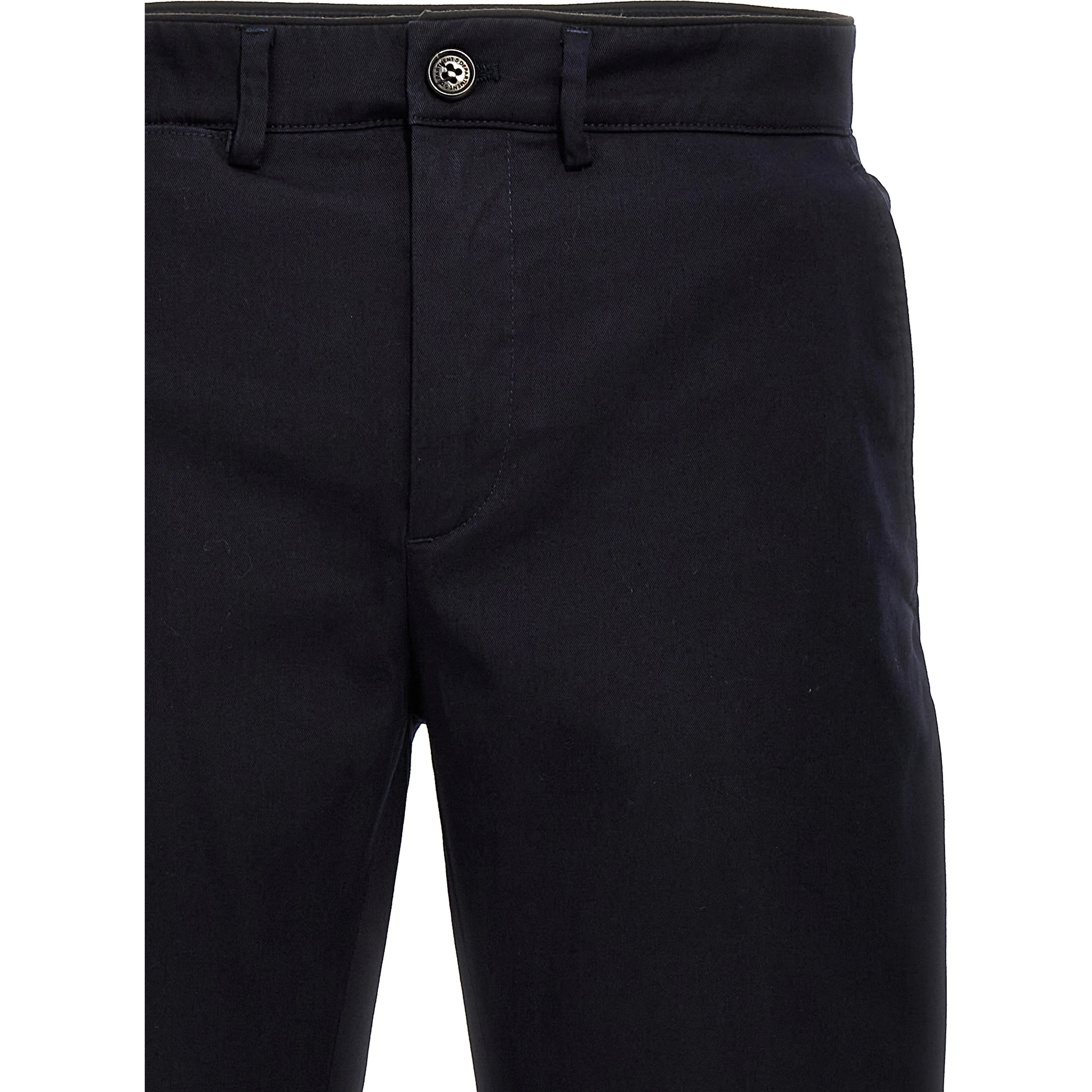 Blue Cotton Casual Pants