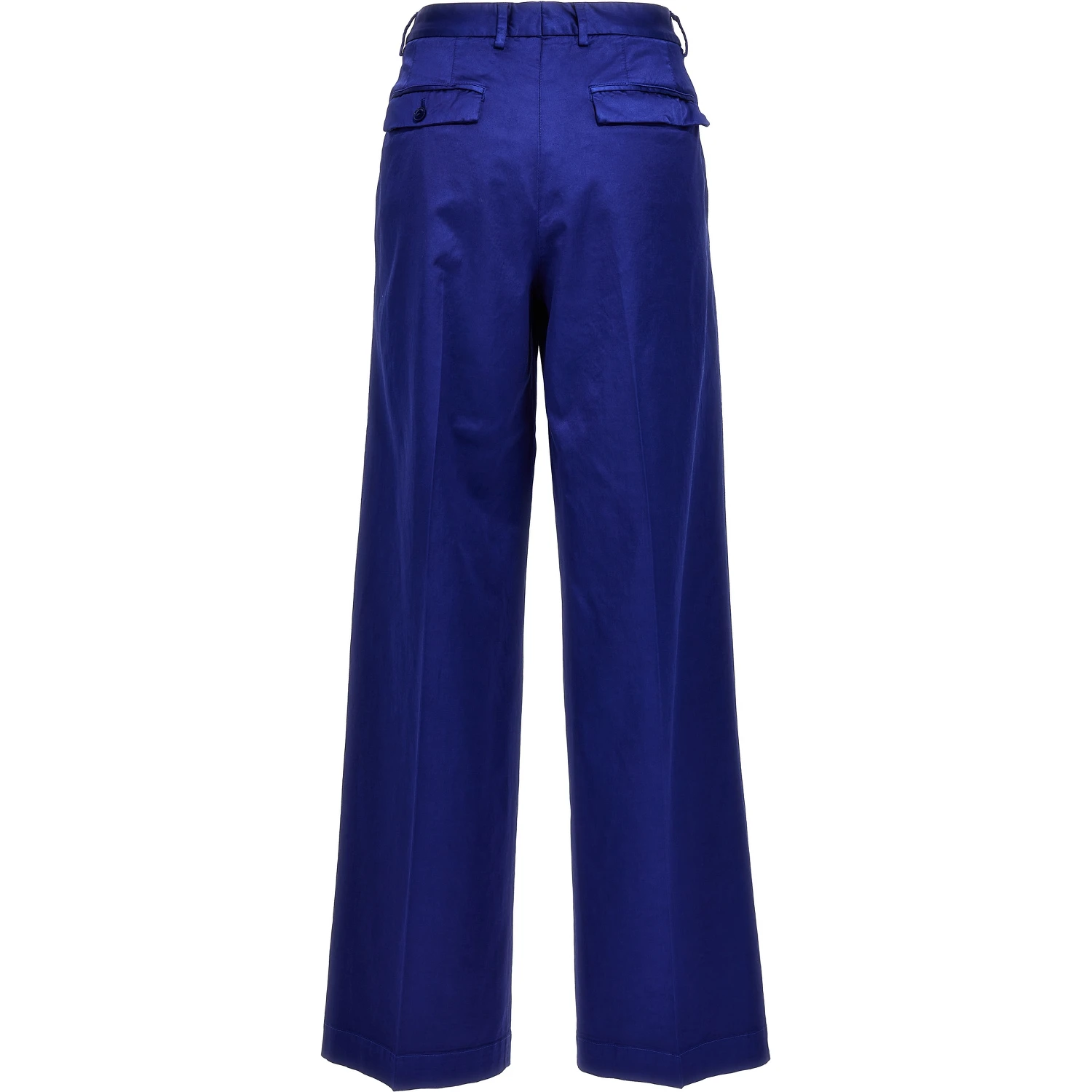 Blue Cotton Casual Pants