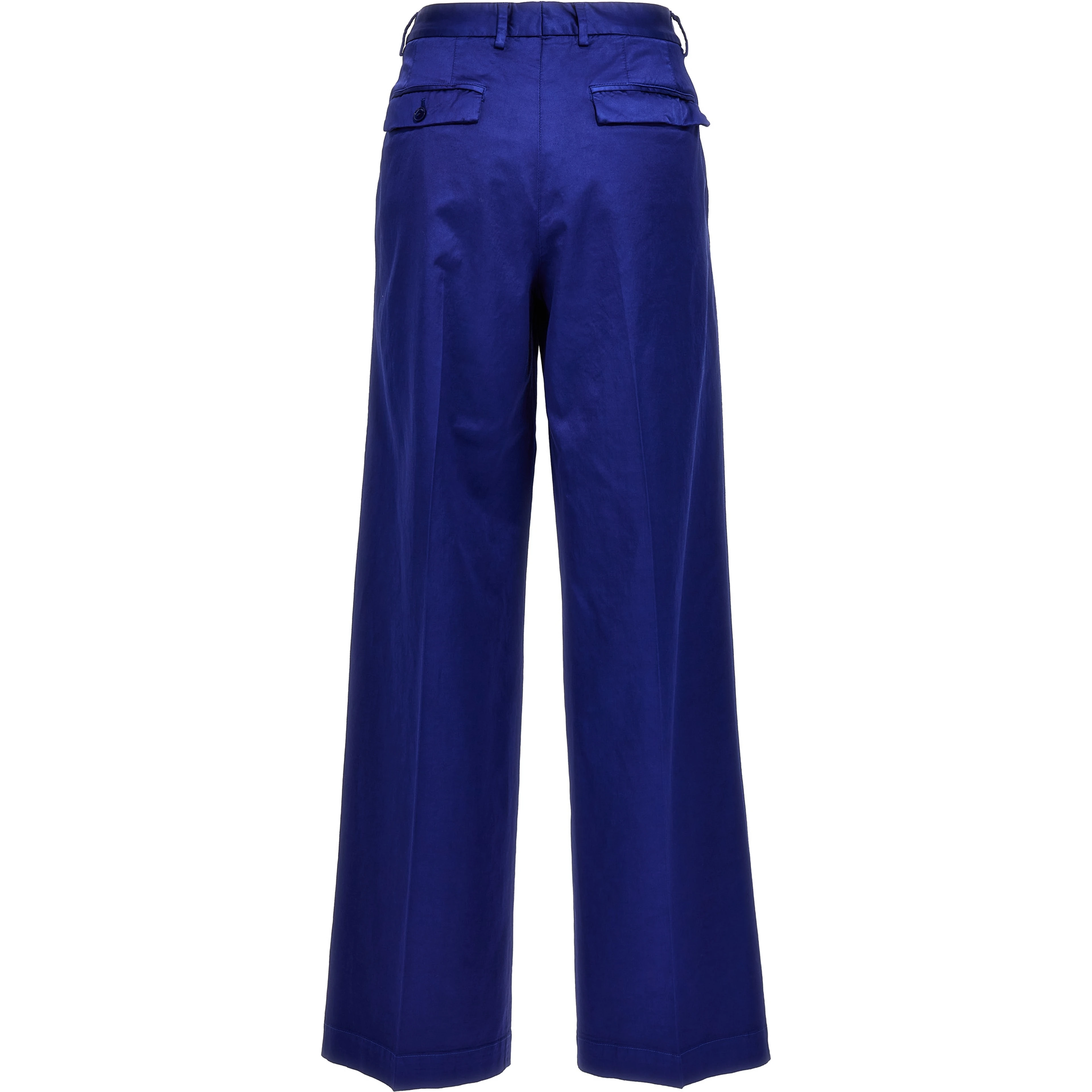 Blue Cotton Casual Pants
