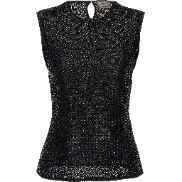 Black Viscose Sleeveles T-Shirt
