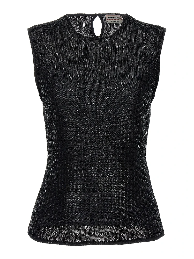 Black Viscose Sleeveles T-Shirt