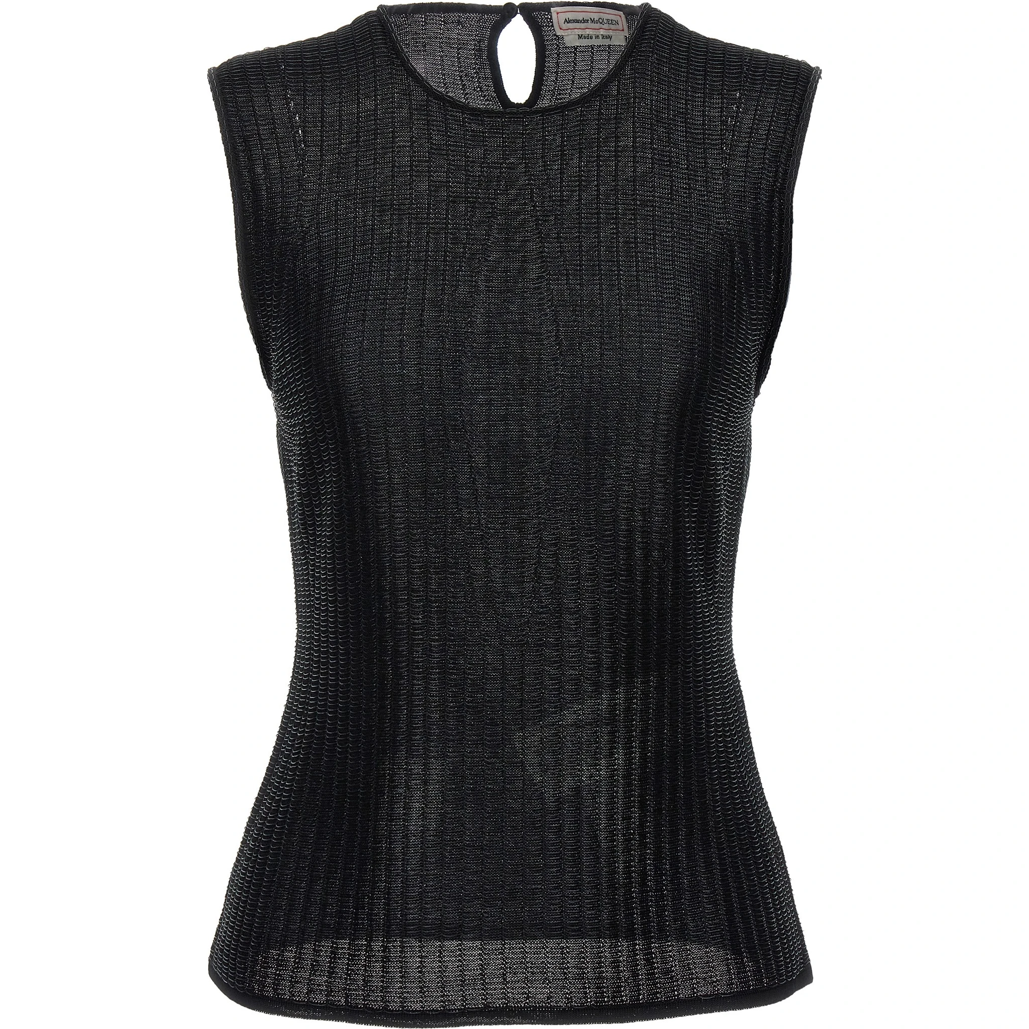 Black Viscose Sleeveles T-Shirt