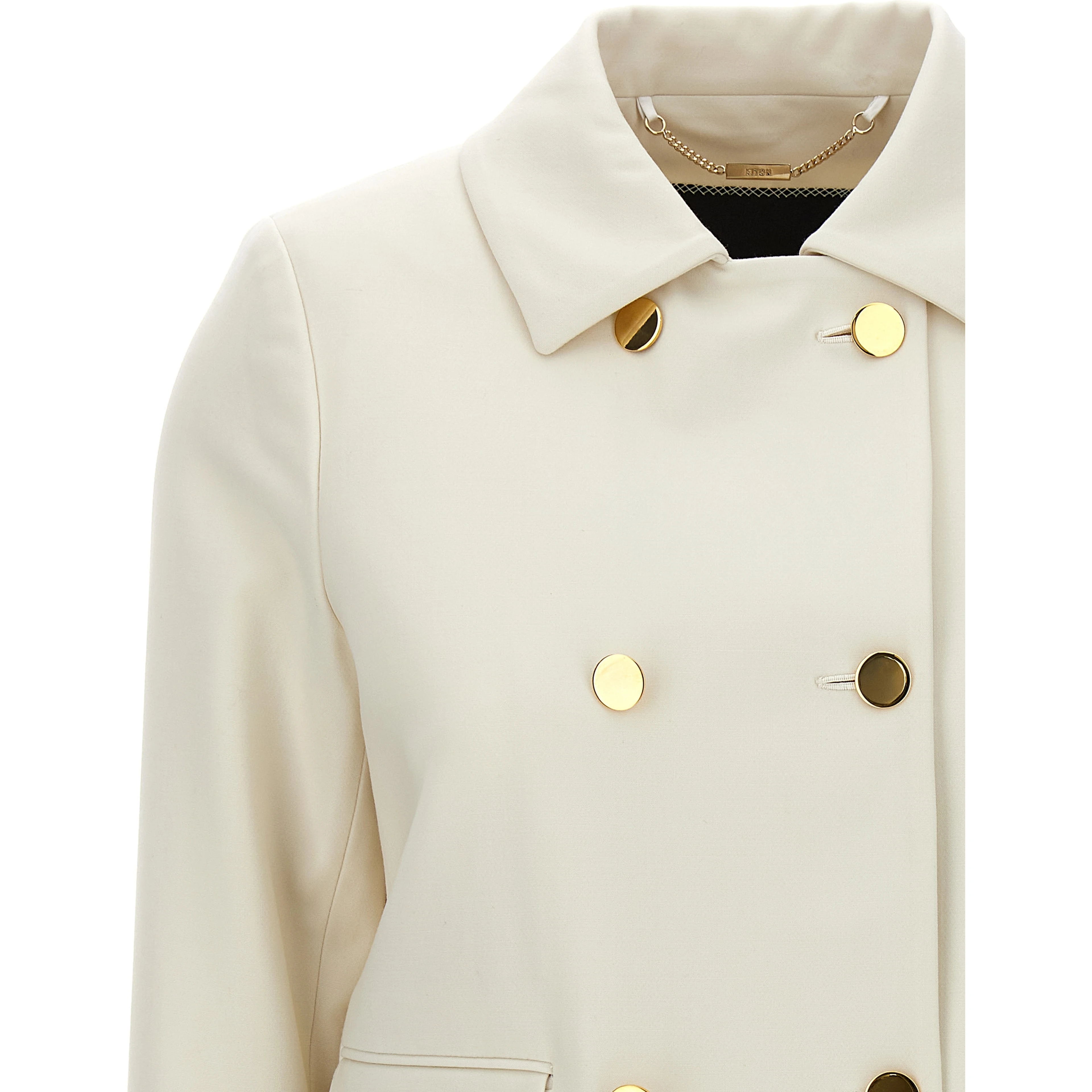 White Virgin Wool Full-Length Jacket