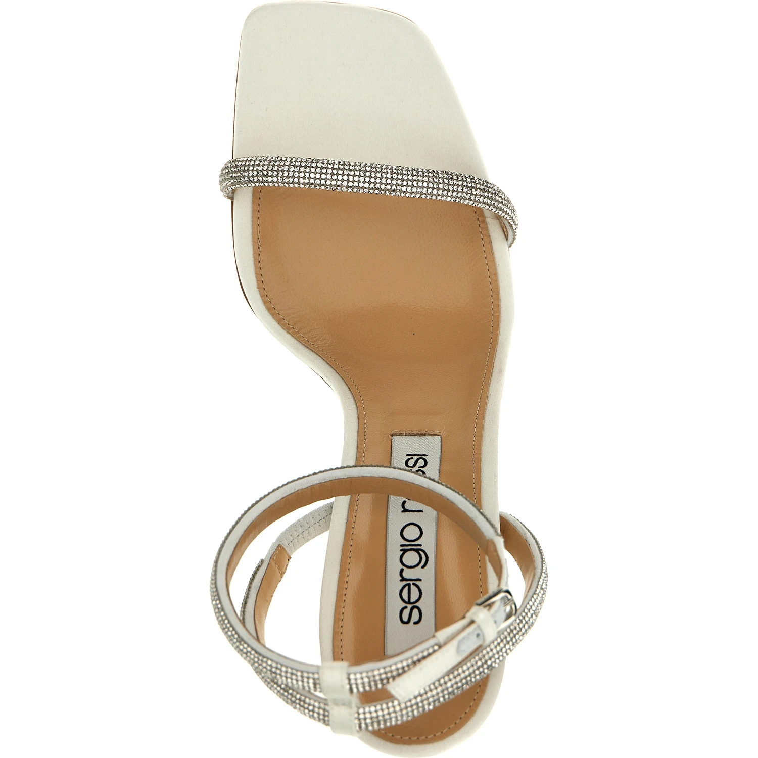 White Goatskin Stiletto Heel Sandals