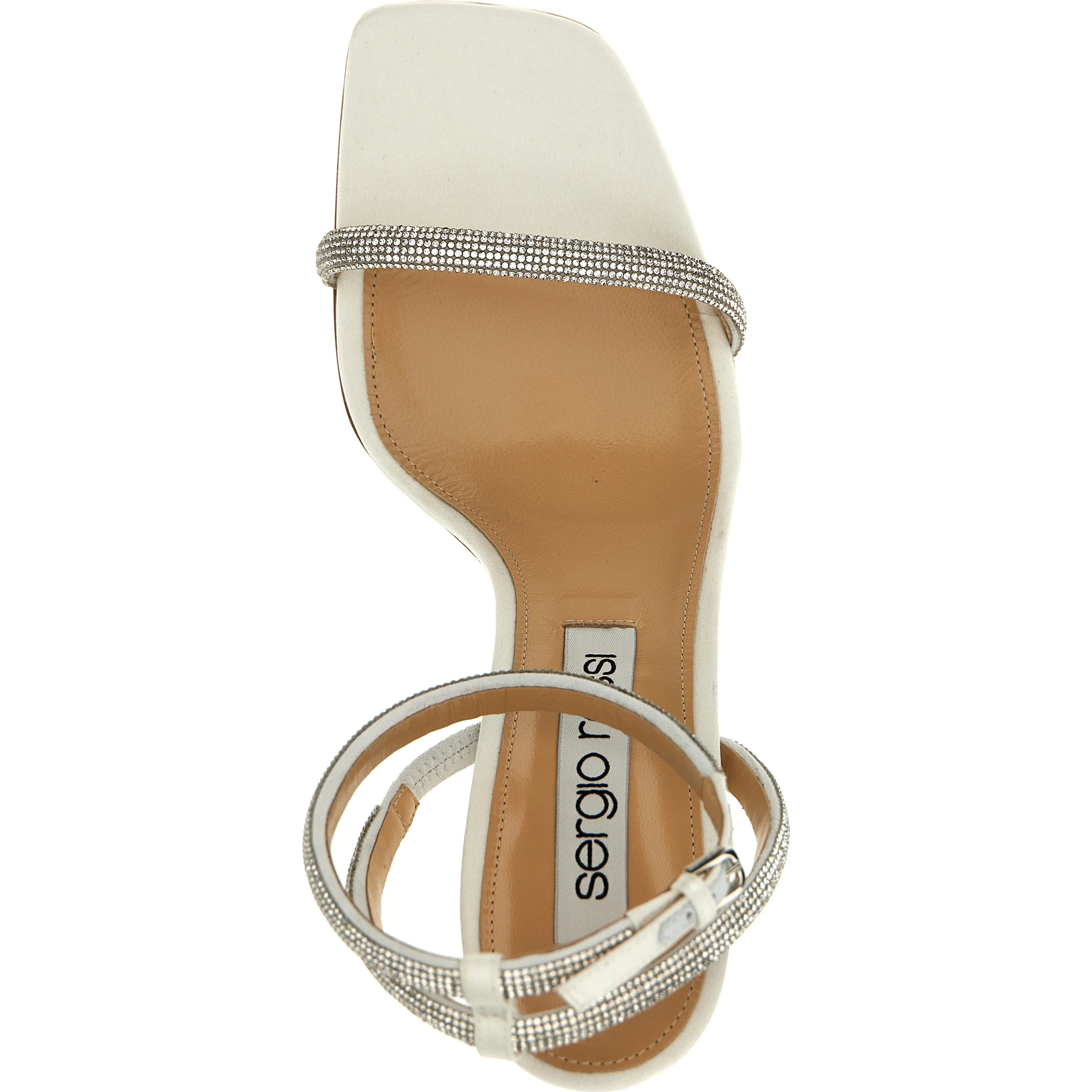White Goatskin Stiletto Heel Sandals