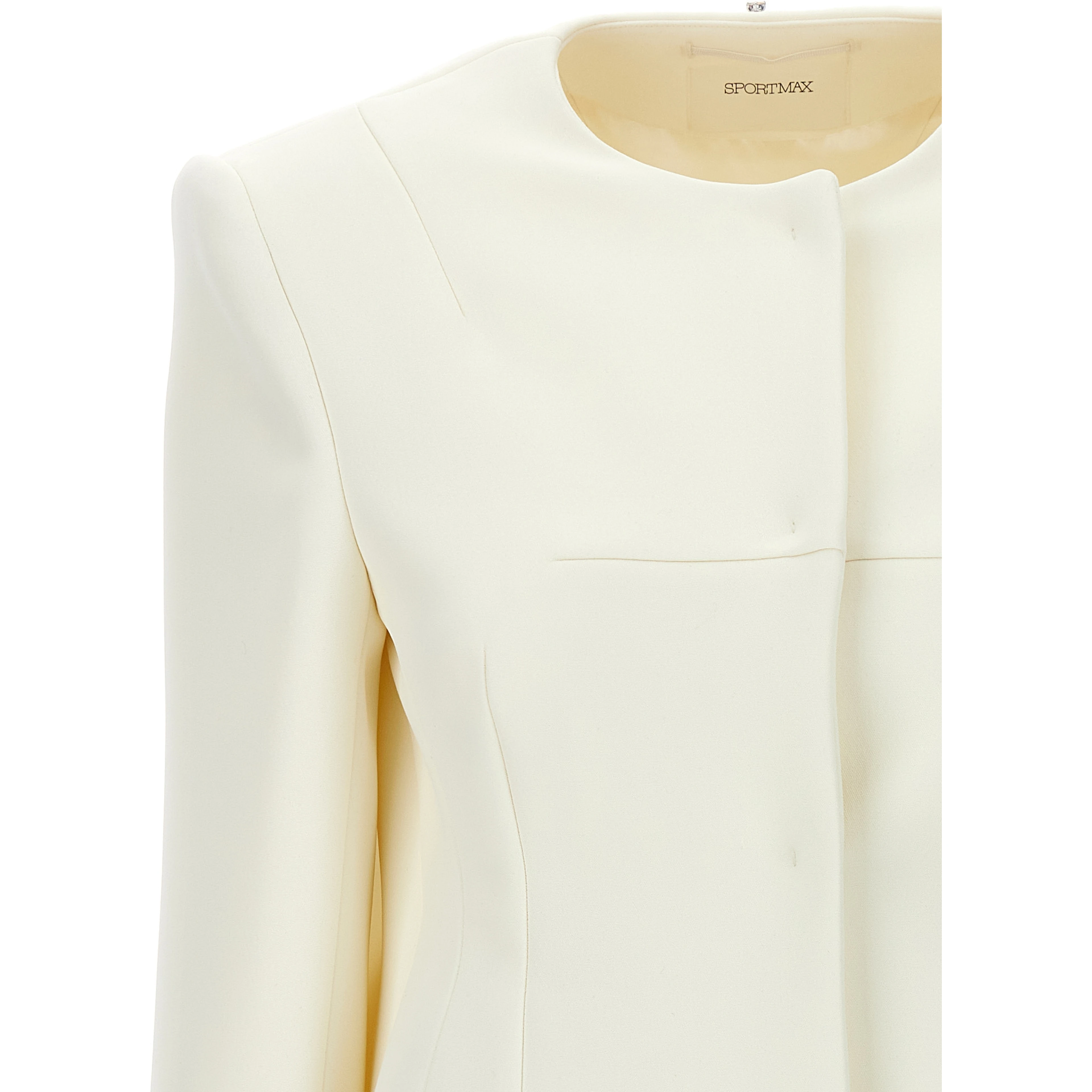 White Polyester Full-Length Jacket