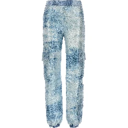Blue Polyester Cargo Pants