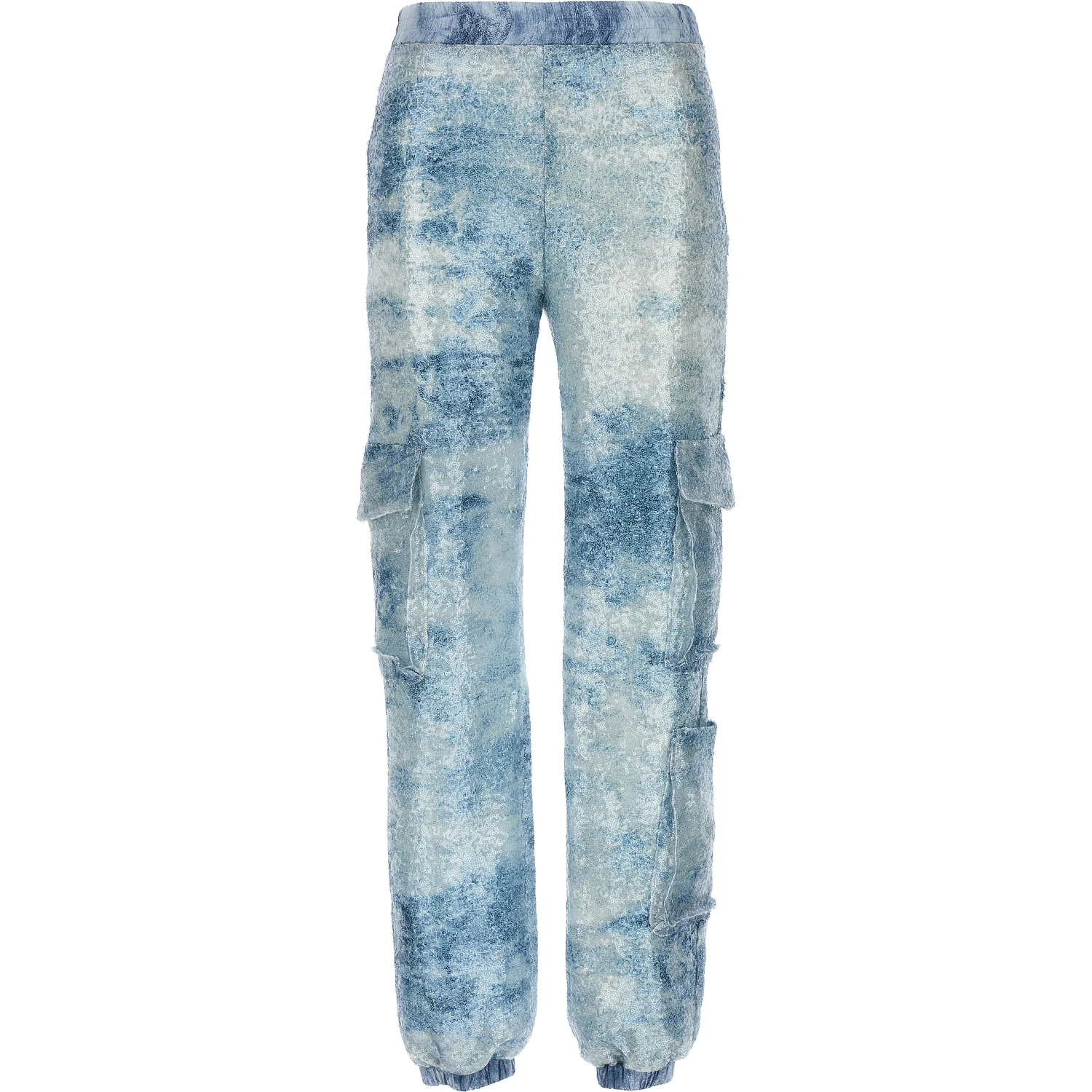 Blue Polyester Cargo Pants