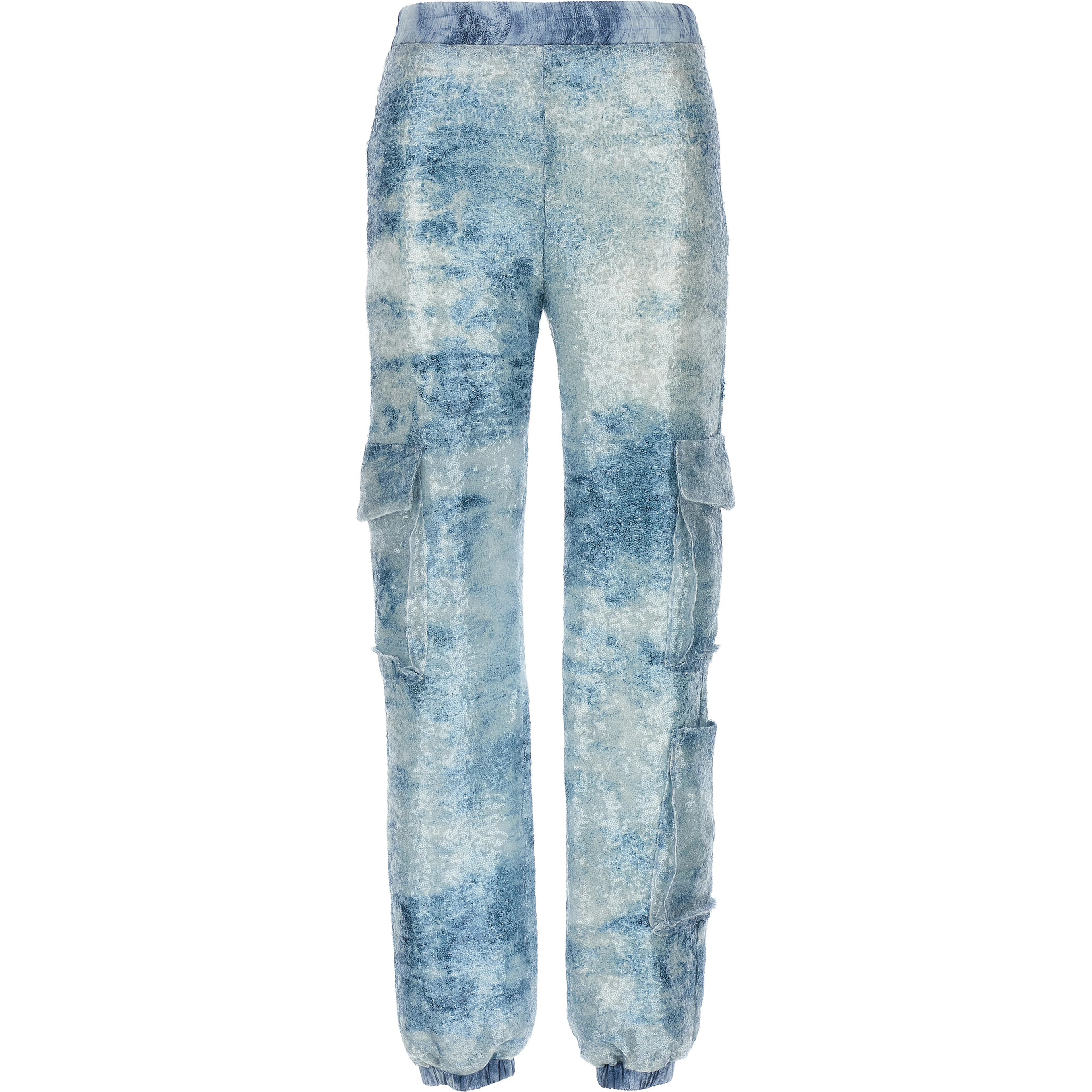 Blue Polyester Cargo Pants