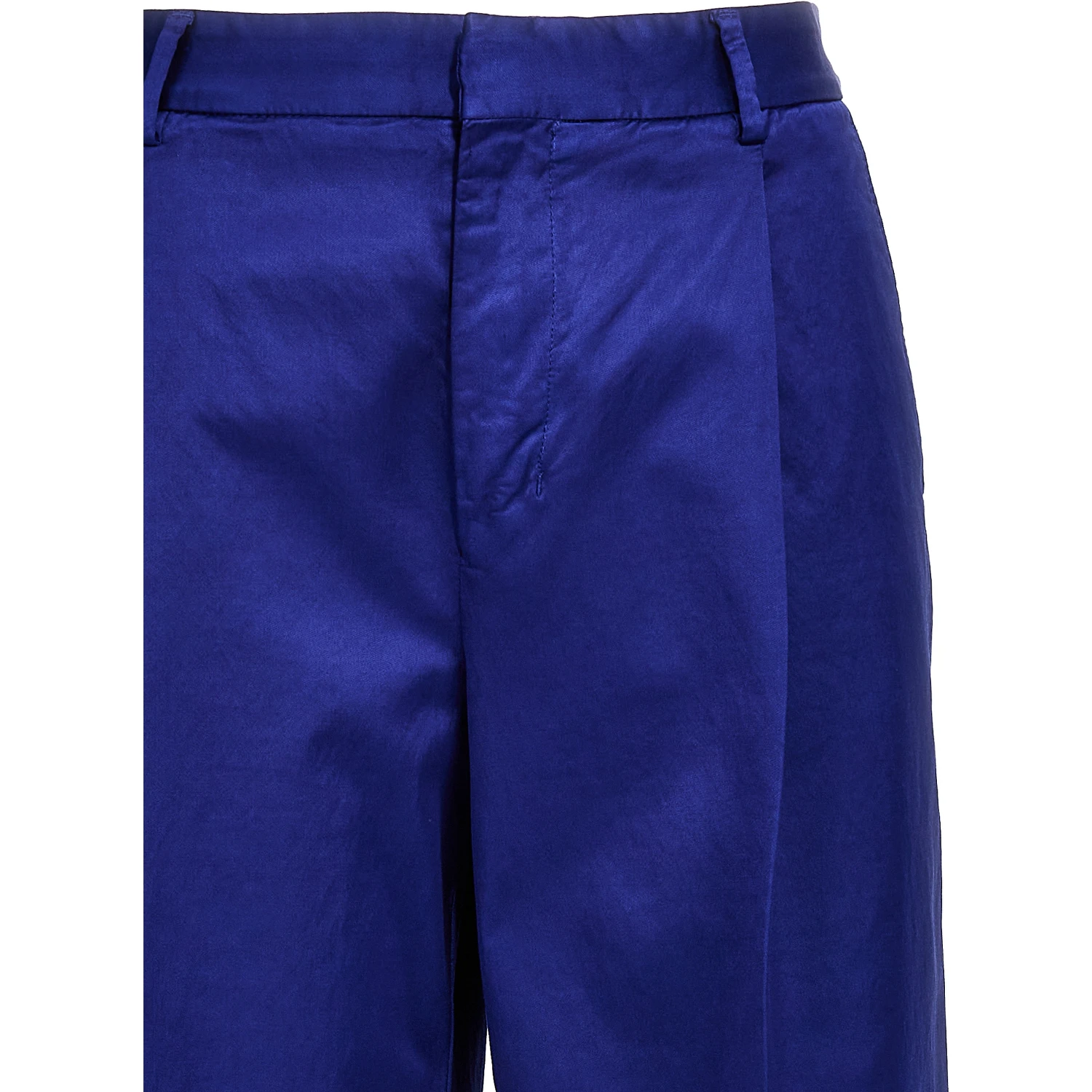 Blue Cotton Casual Pants