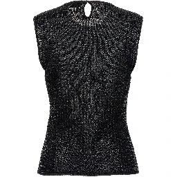 Black Viscose Sleeveles T-Shirt