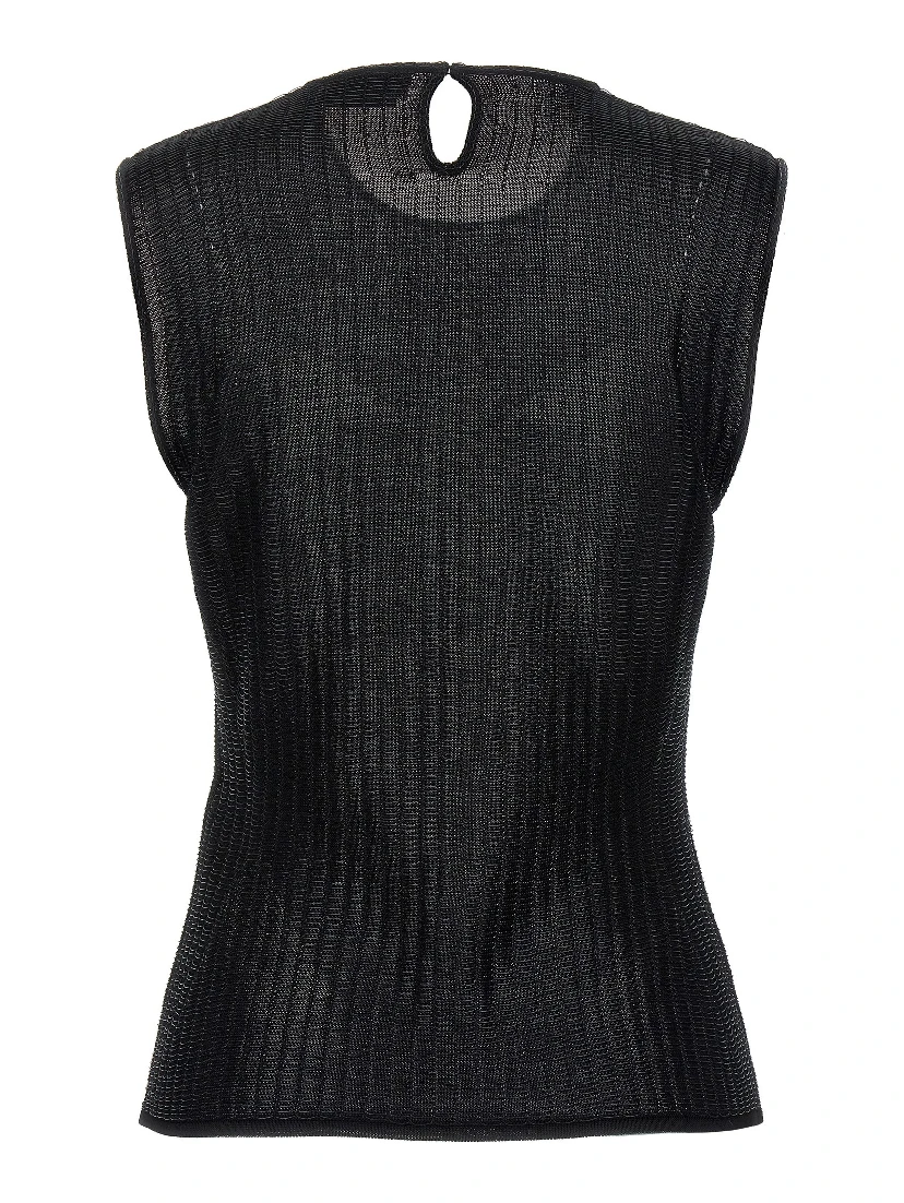 Black Viscose Sleeveles T-Shirt