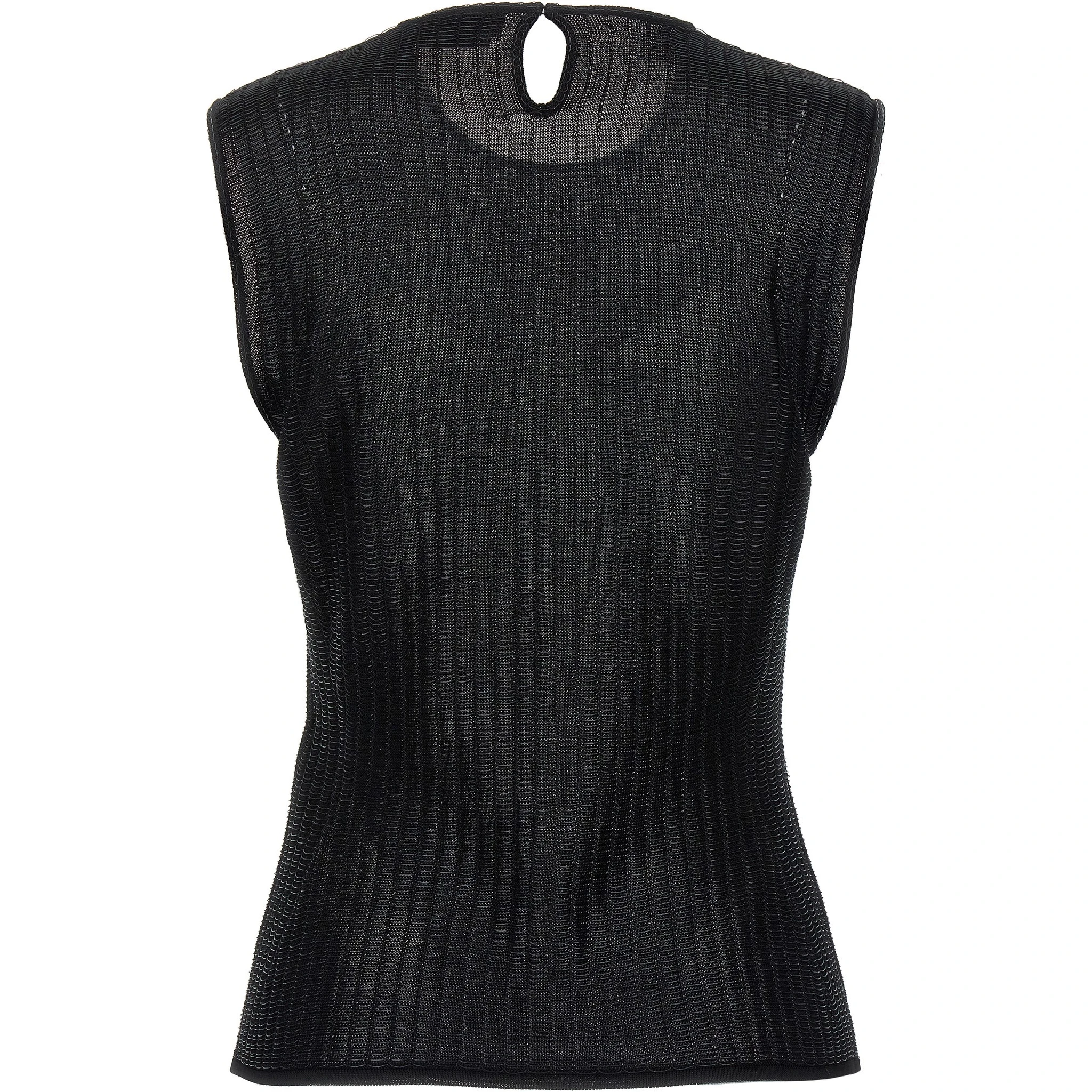 Black Viscose Sleeveles T-Shirt