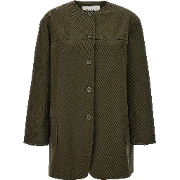 Bicolor Cotton Full-Length Jacket