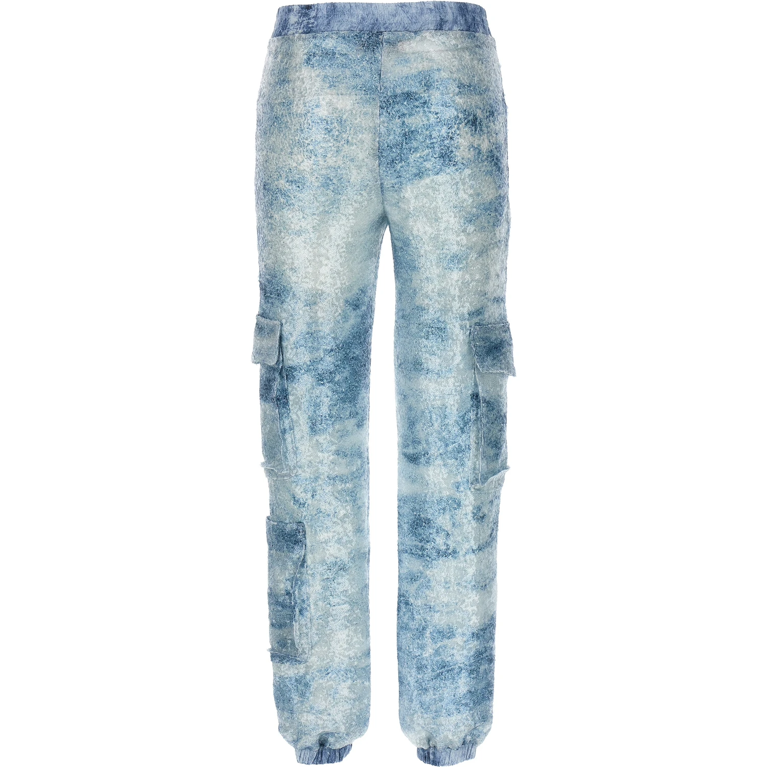 Blue Polyester Cargo Pants