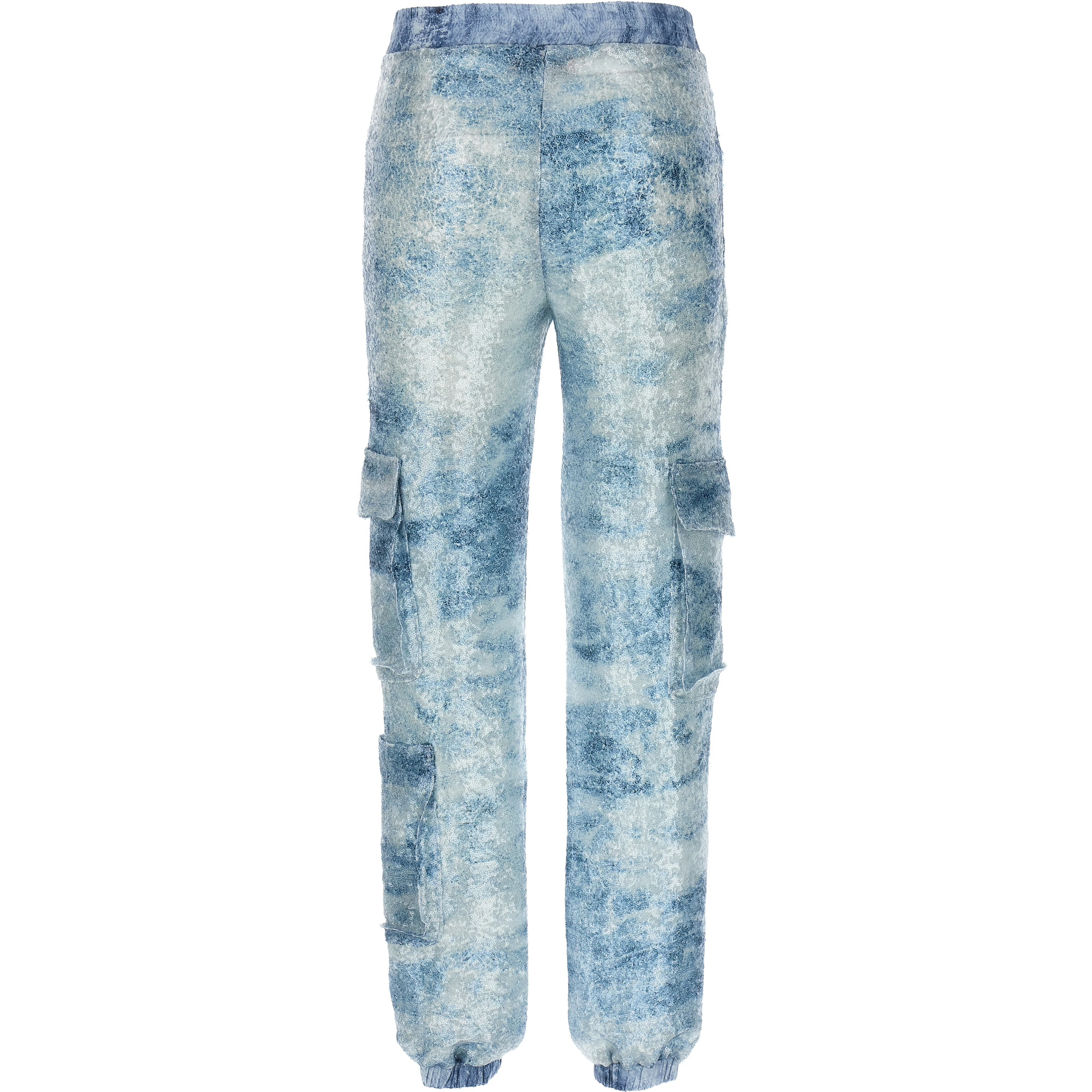 Blue Polyester Cargo Pants