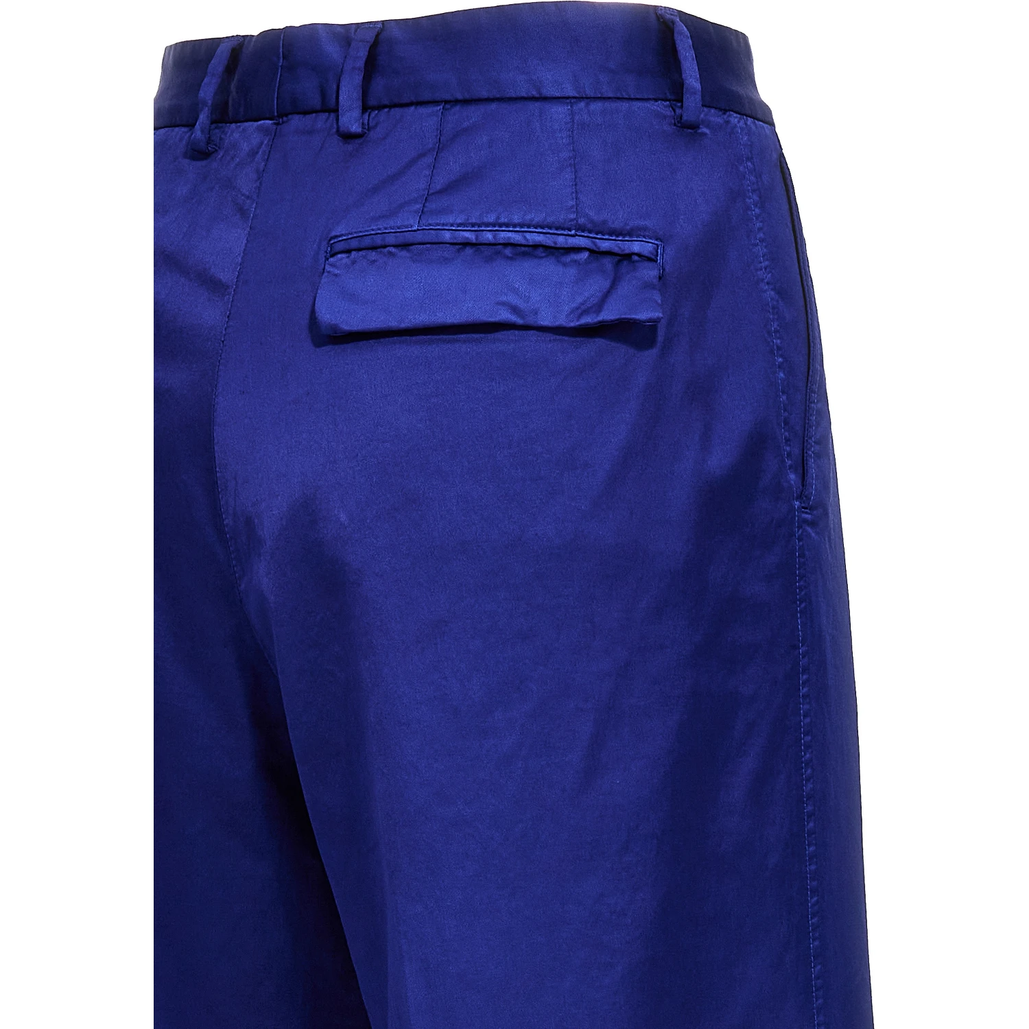 Blue Cotton Casual Pants