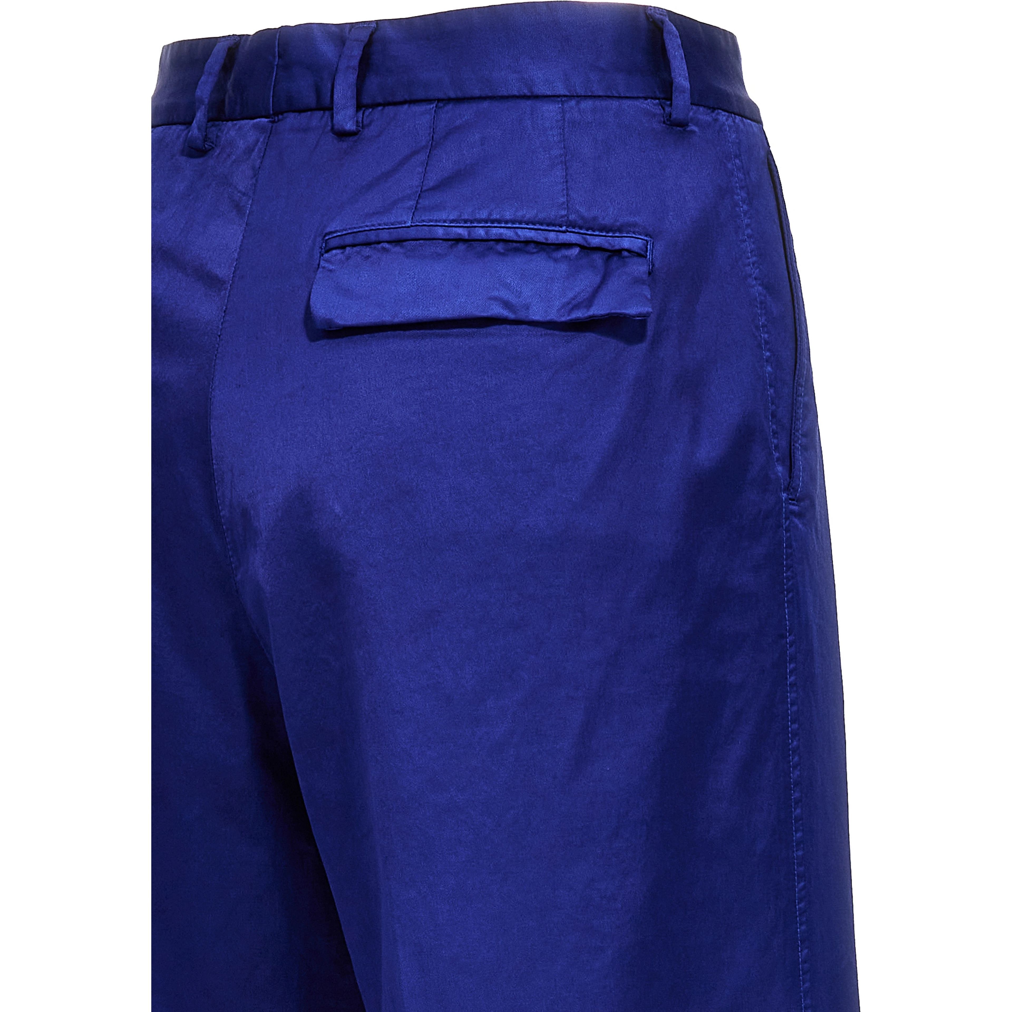 Blue Cotton Casual Pants