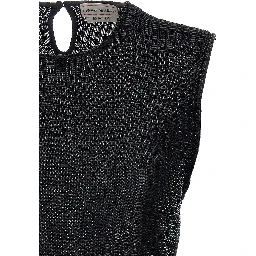 Black Viscose Sleeveles T-Shirt