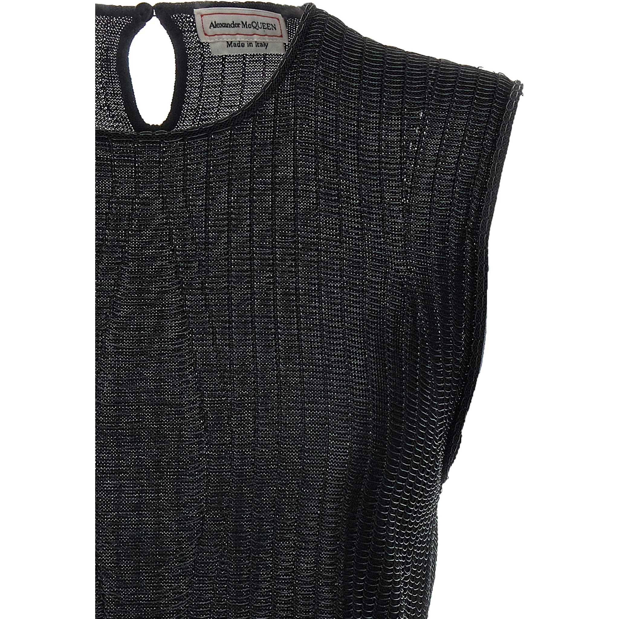 Black Viscose Sleeveles T-Shirt