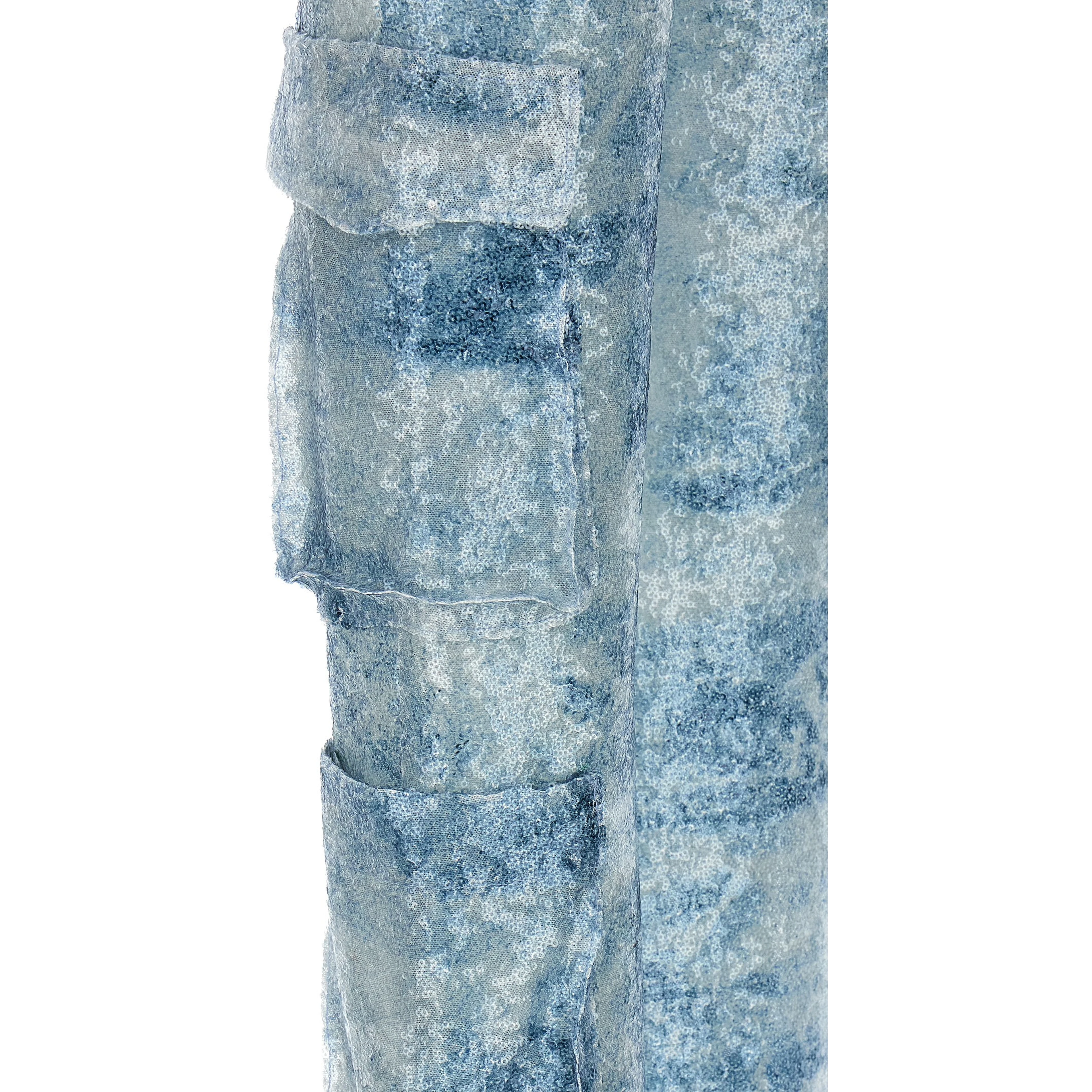 Blue Polyester Cargo Pants