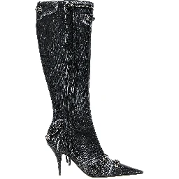 Black Lamb Leather Over The Knee