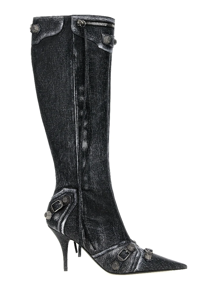 Black Lamb Leather Over The Knee