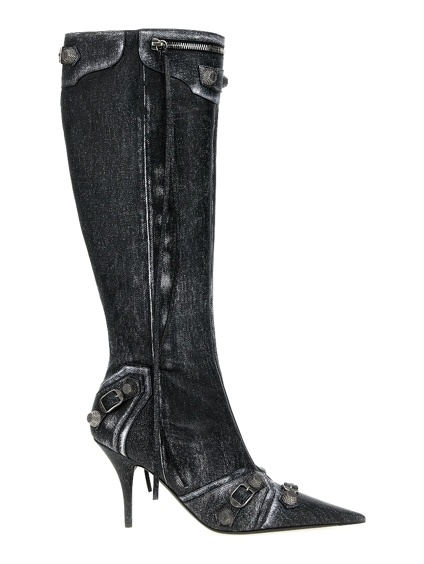 Black Lamb Leather Over The Knee
