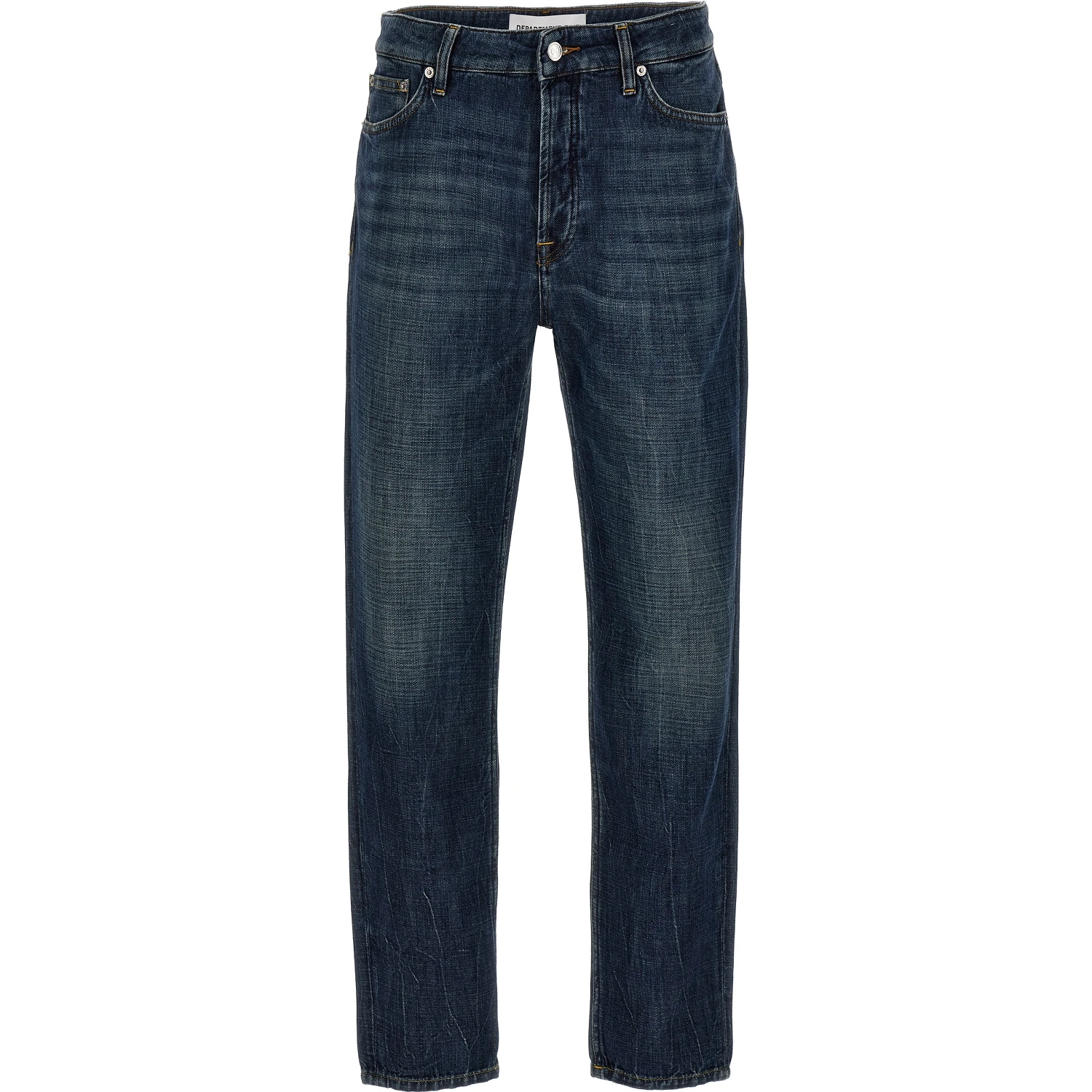 Blue Cotton Straight-Leg Jeans
