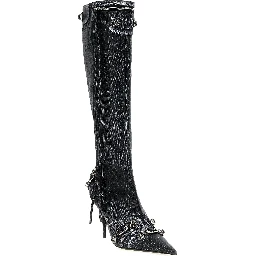 Black Lamb Leather Over The Knee