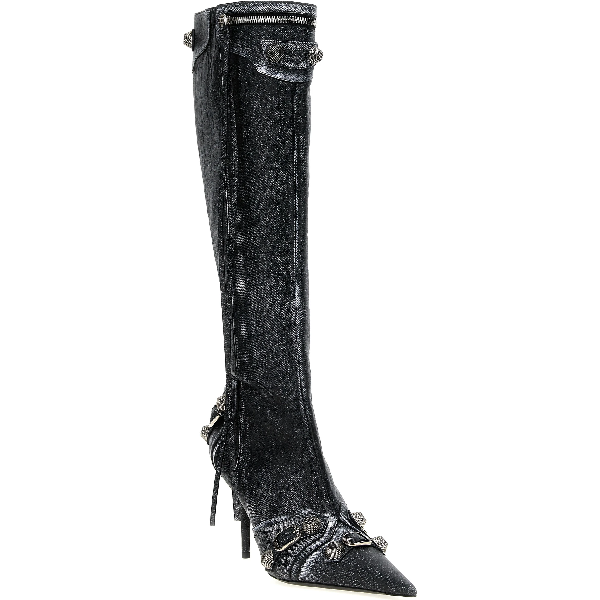 Black Lamb Leather Over The Knee