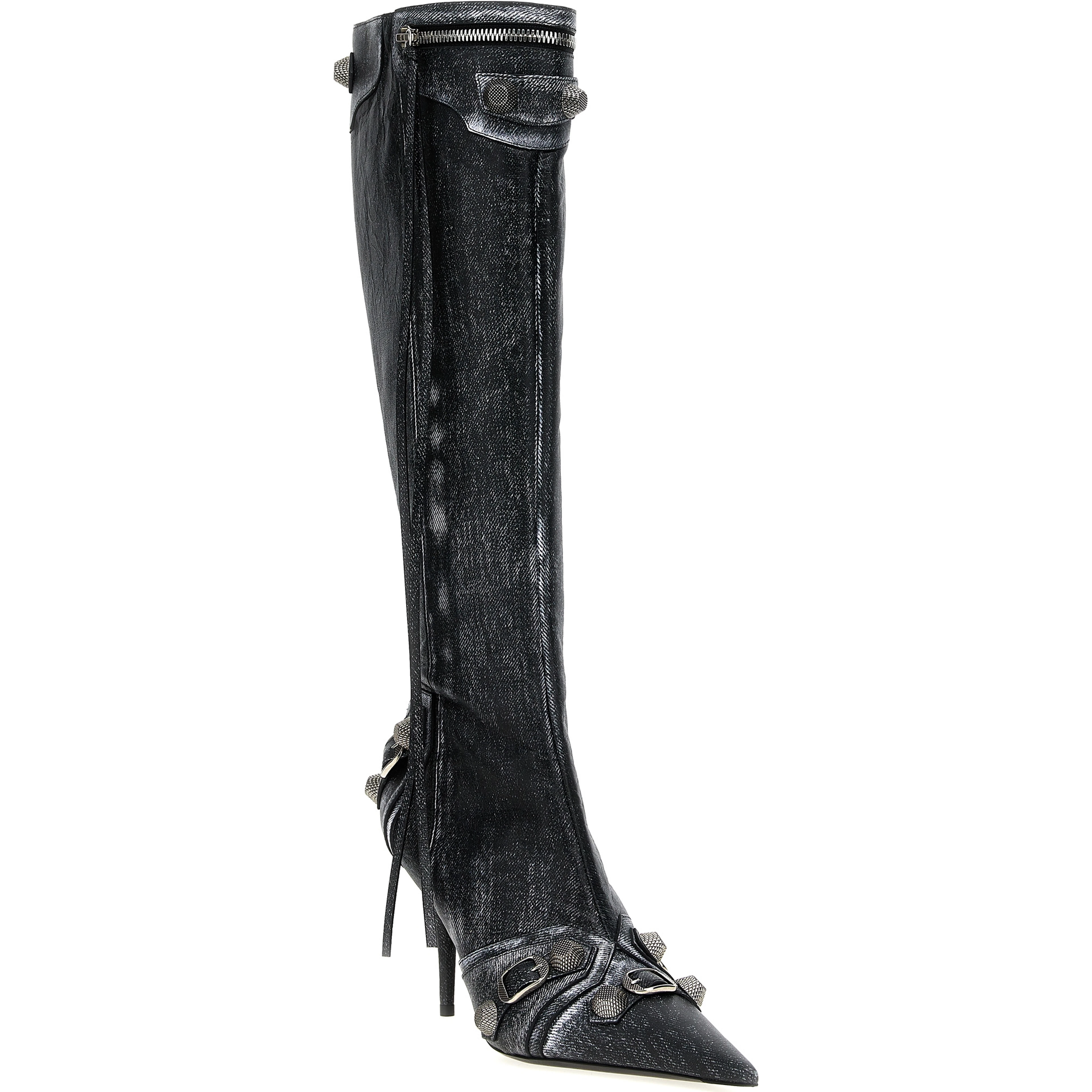 Black Lamb Leather Over The Knee