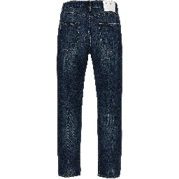 Blue Cotton Straight-Leg Jeans