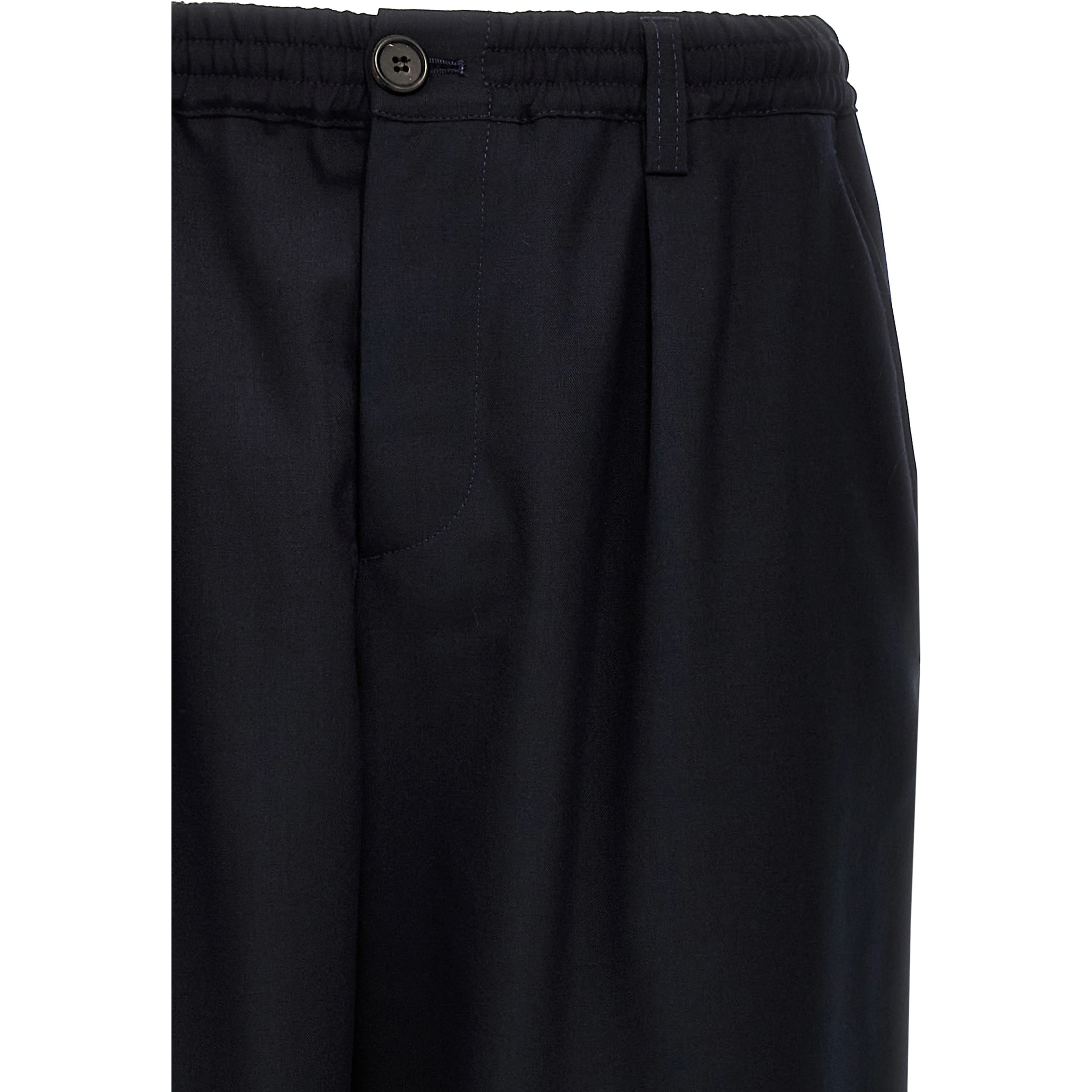 Blue Virgin Wool Cropped Pants
