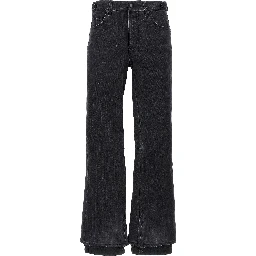 Black Cotton Flared Jeans