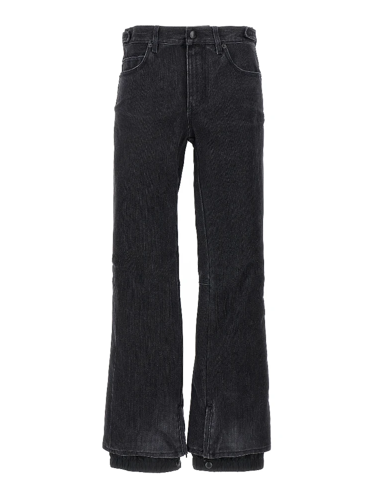 Black Cotton Flared Jeans