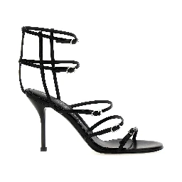 Black Lambskin Stiletto Heel Sandals
