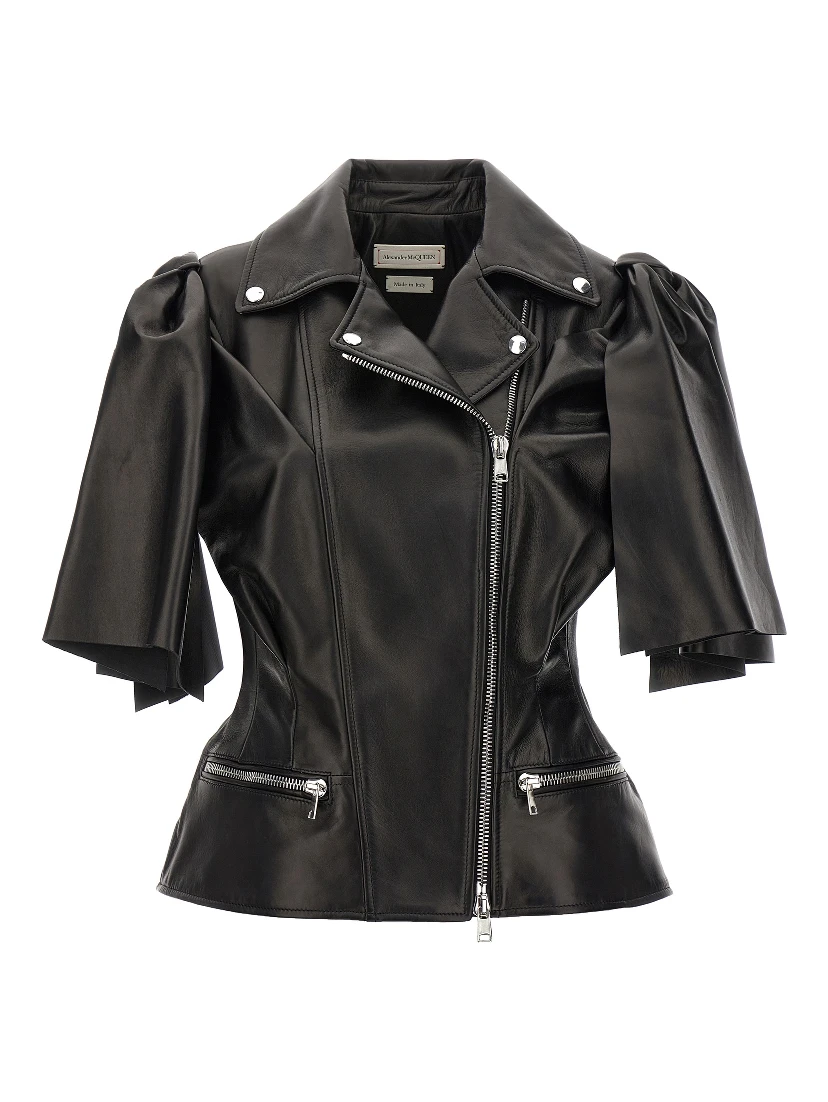 Black Lamb Leather Sleeveless Jacket