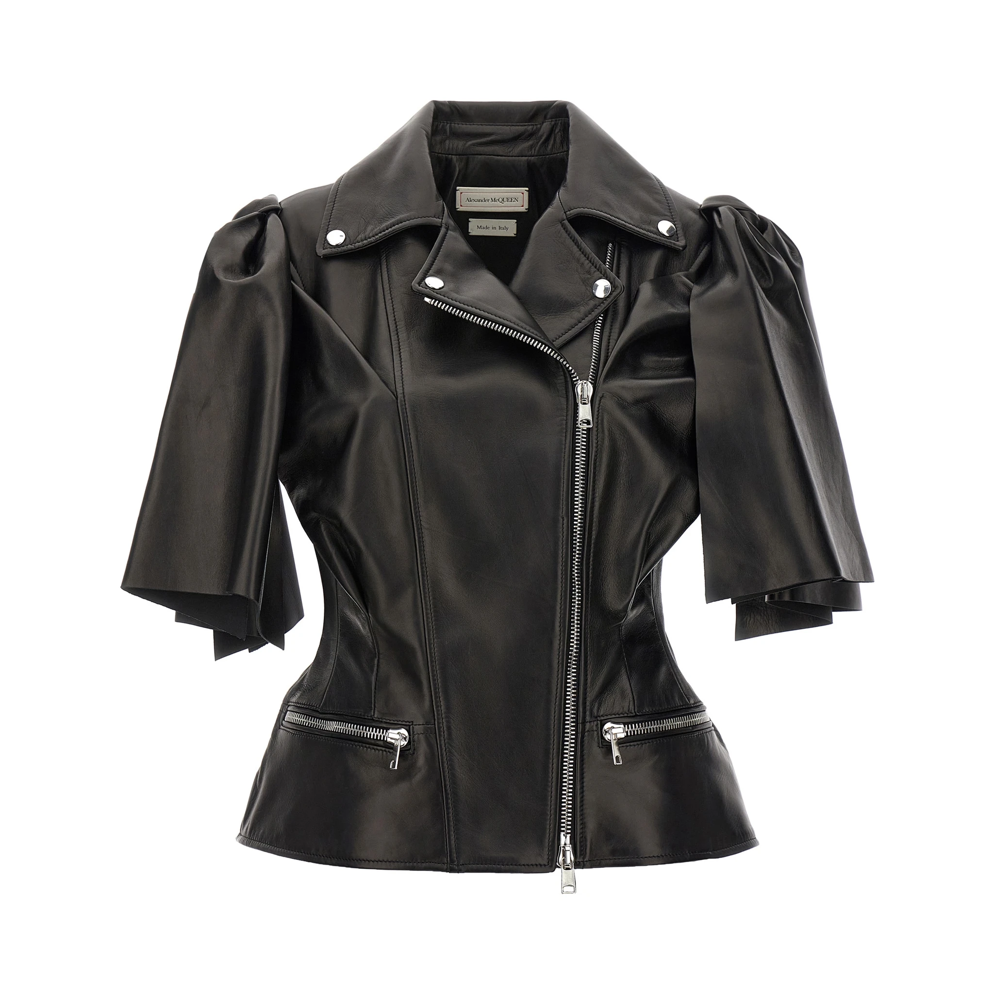 Black Lamb Leather Sleeveless Jacket