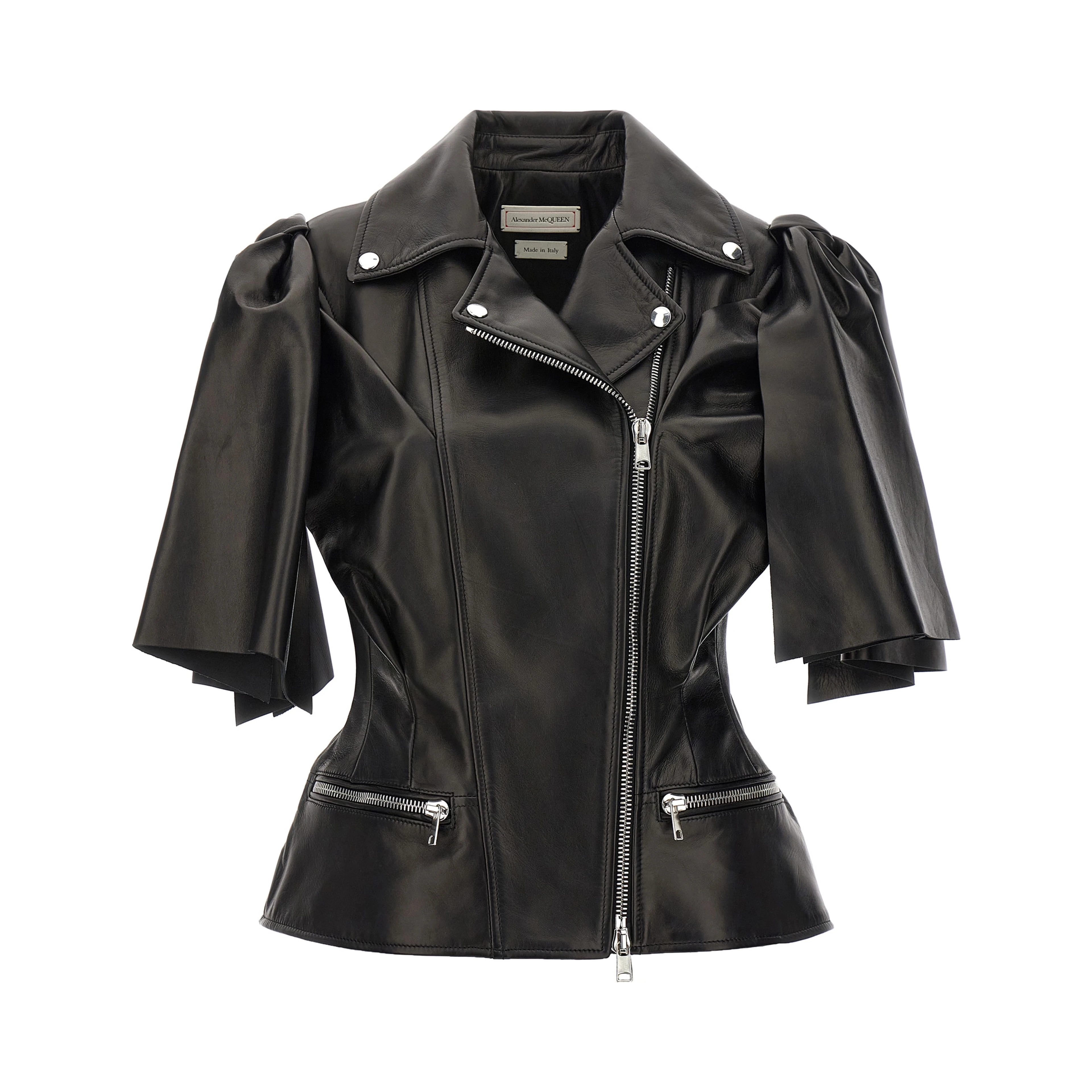 Black Lamb Leather Sleeveless Jacket