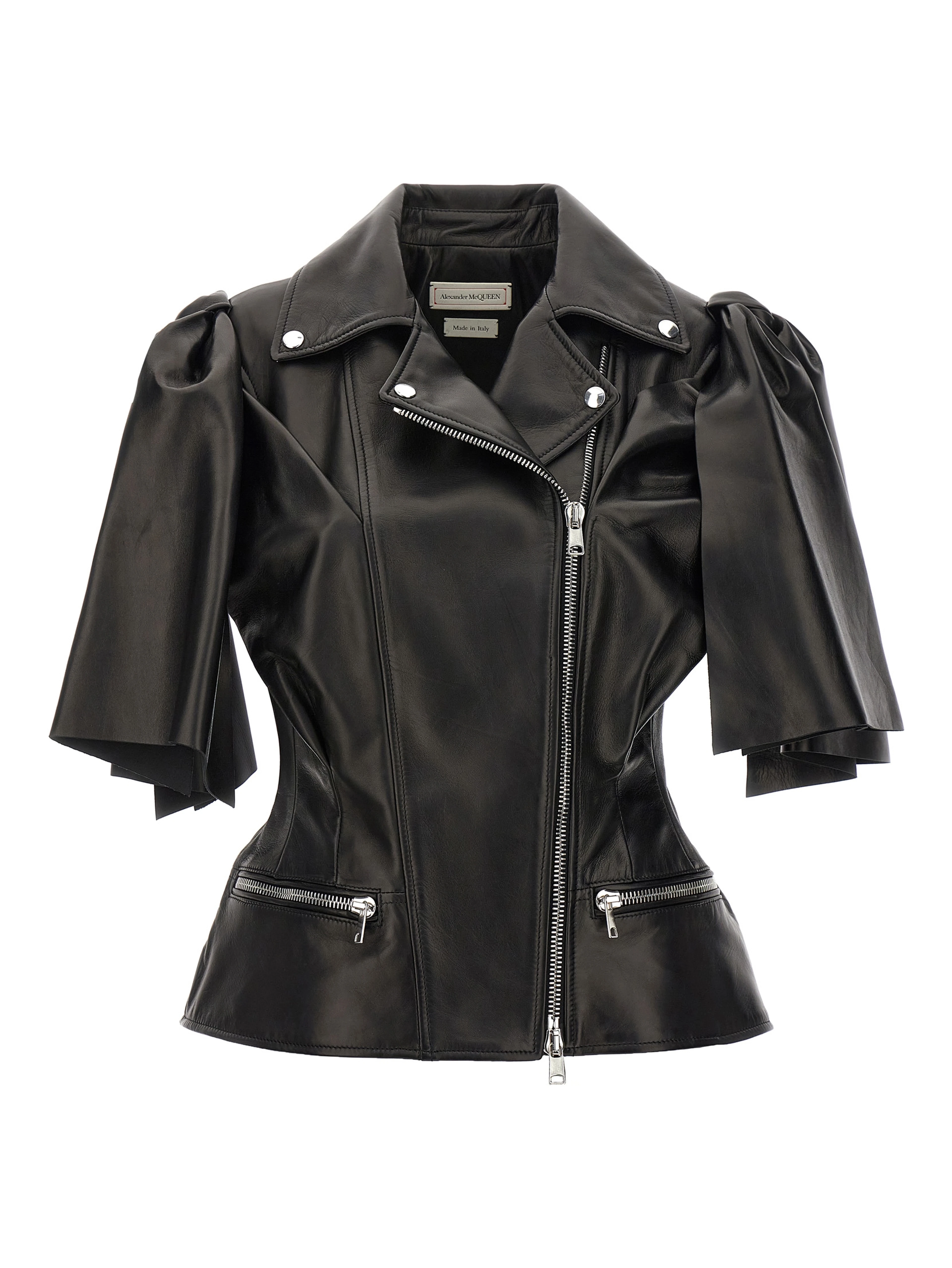 Black Lamb Leather Sleeveless Jacket