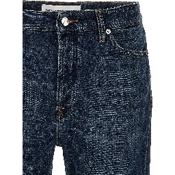 Blue Cotton Straight-Leg Jeans
