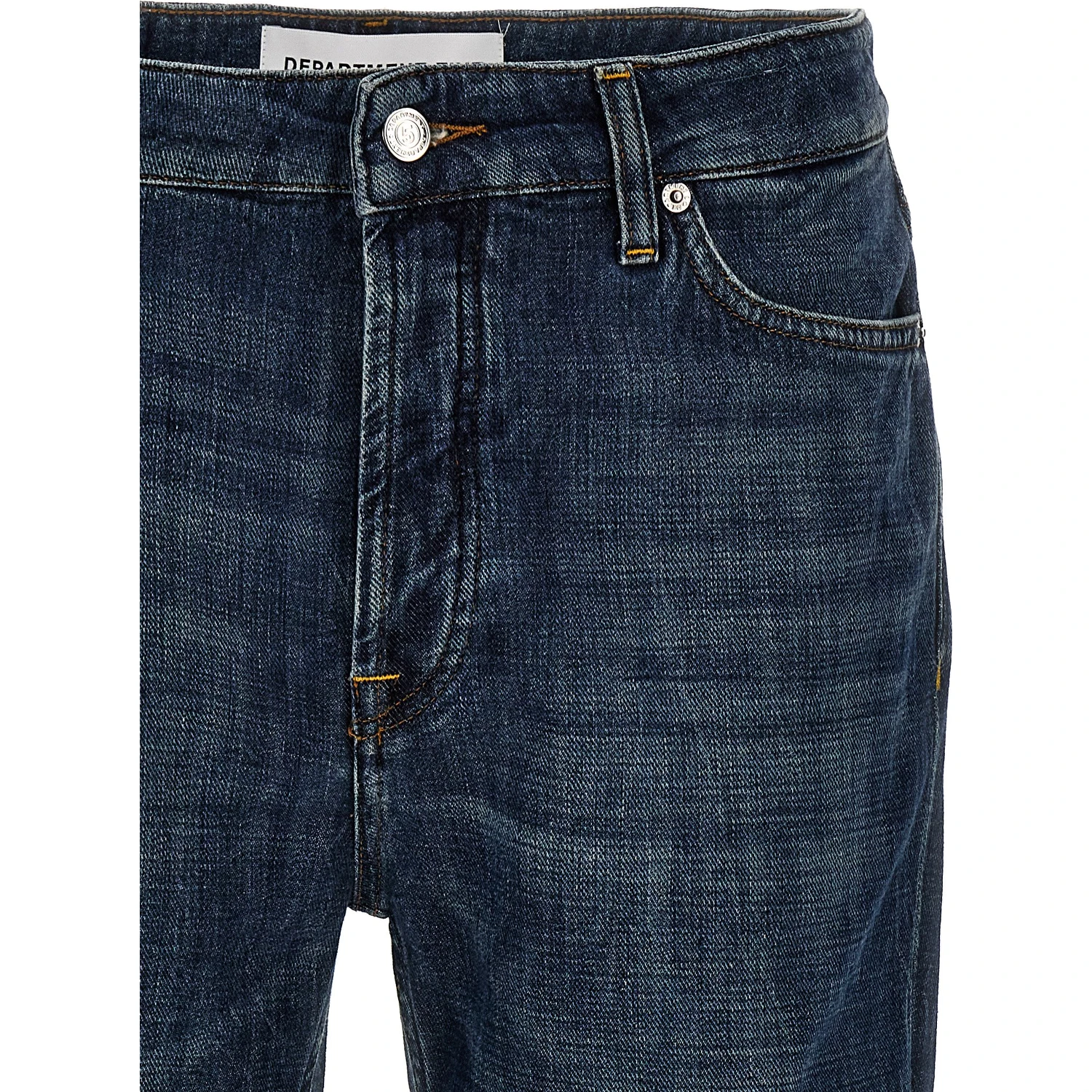 Blue Cotton Straight-Leg Jeans