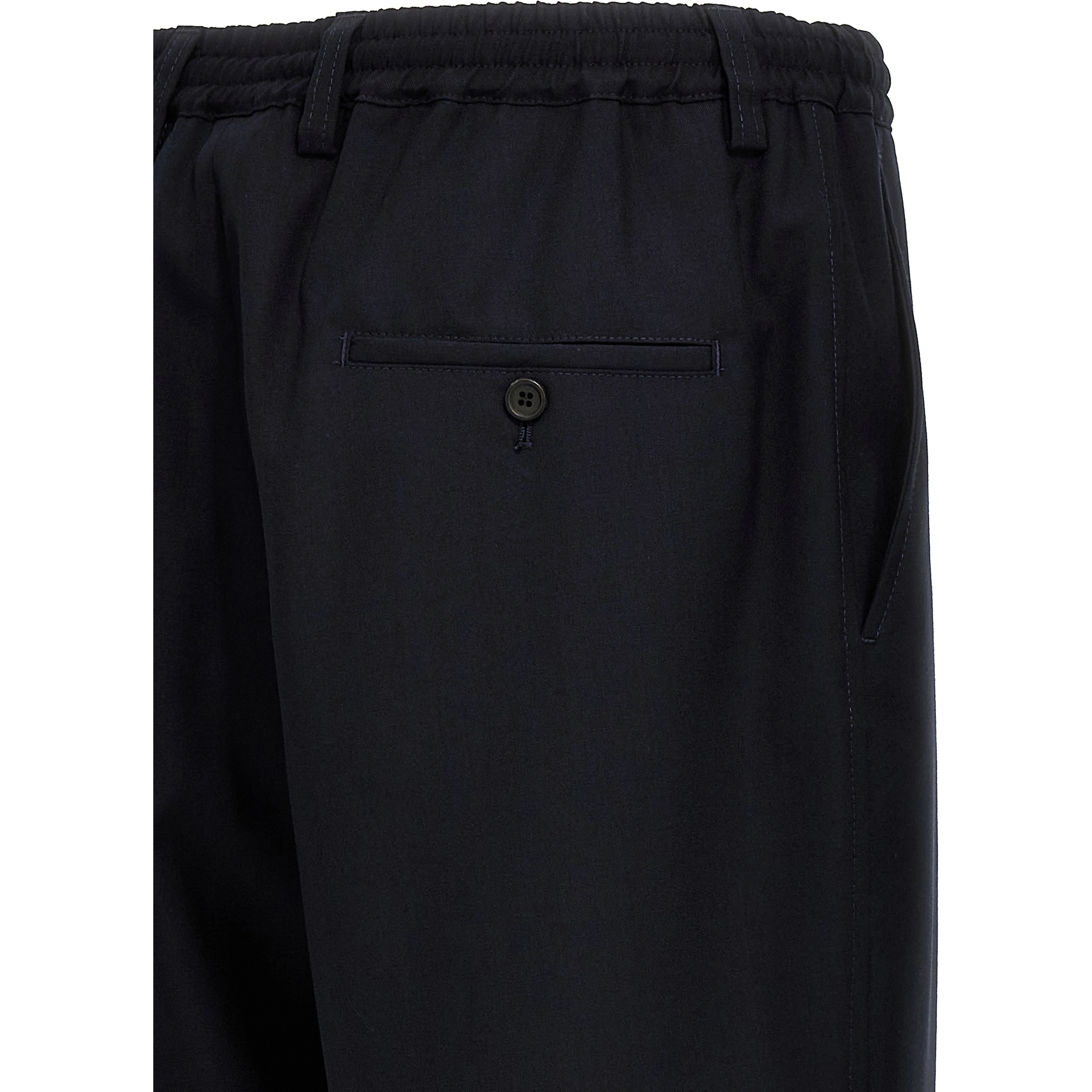 Blue Virgin Wool Cropped Pants
