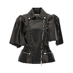 Black Lamb Leather Sleeveless Jacket