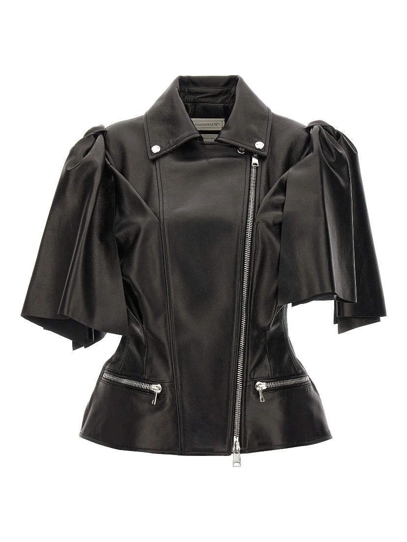 Black Lamb Leather Sleeveless Jacket