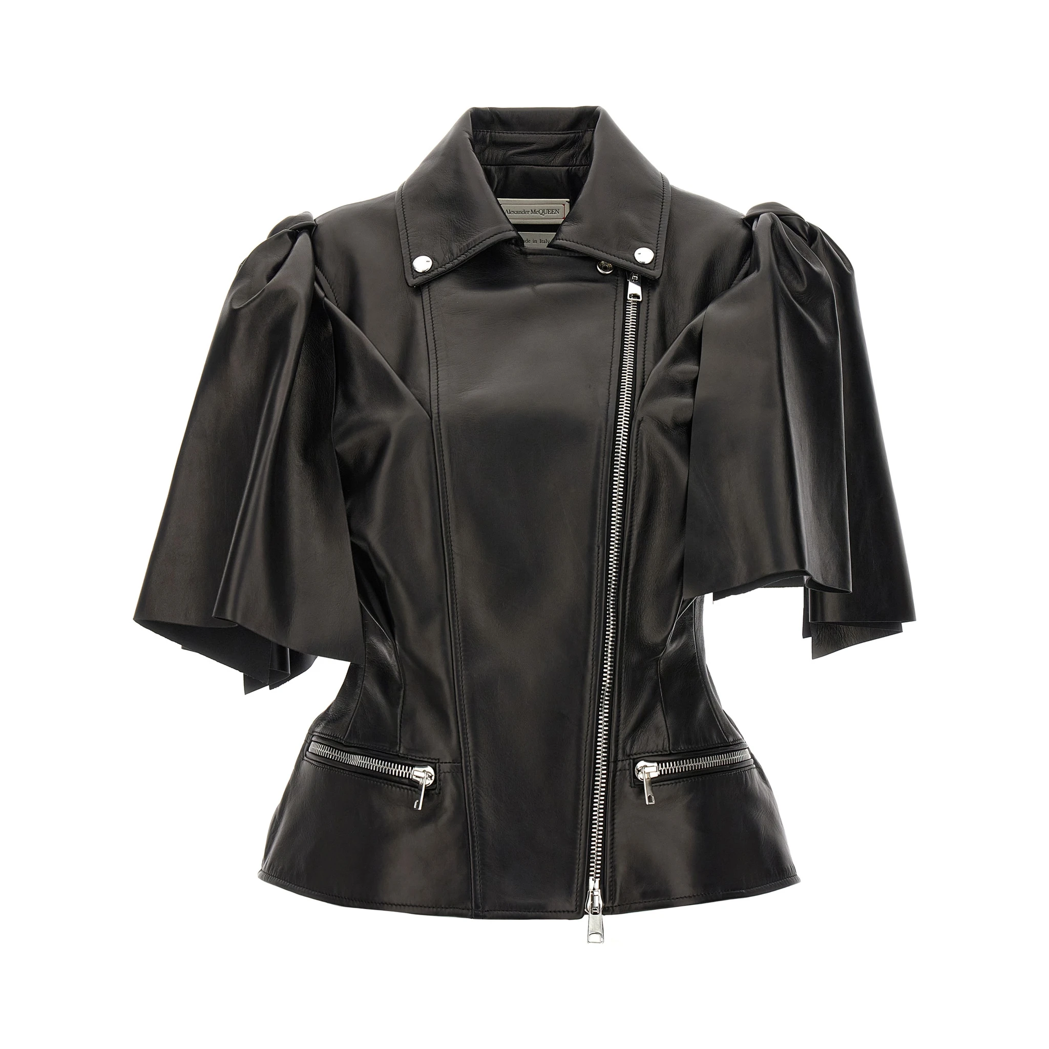 Black Lamb Leather Sleeveless Jacket