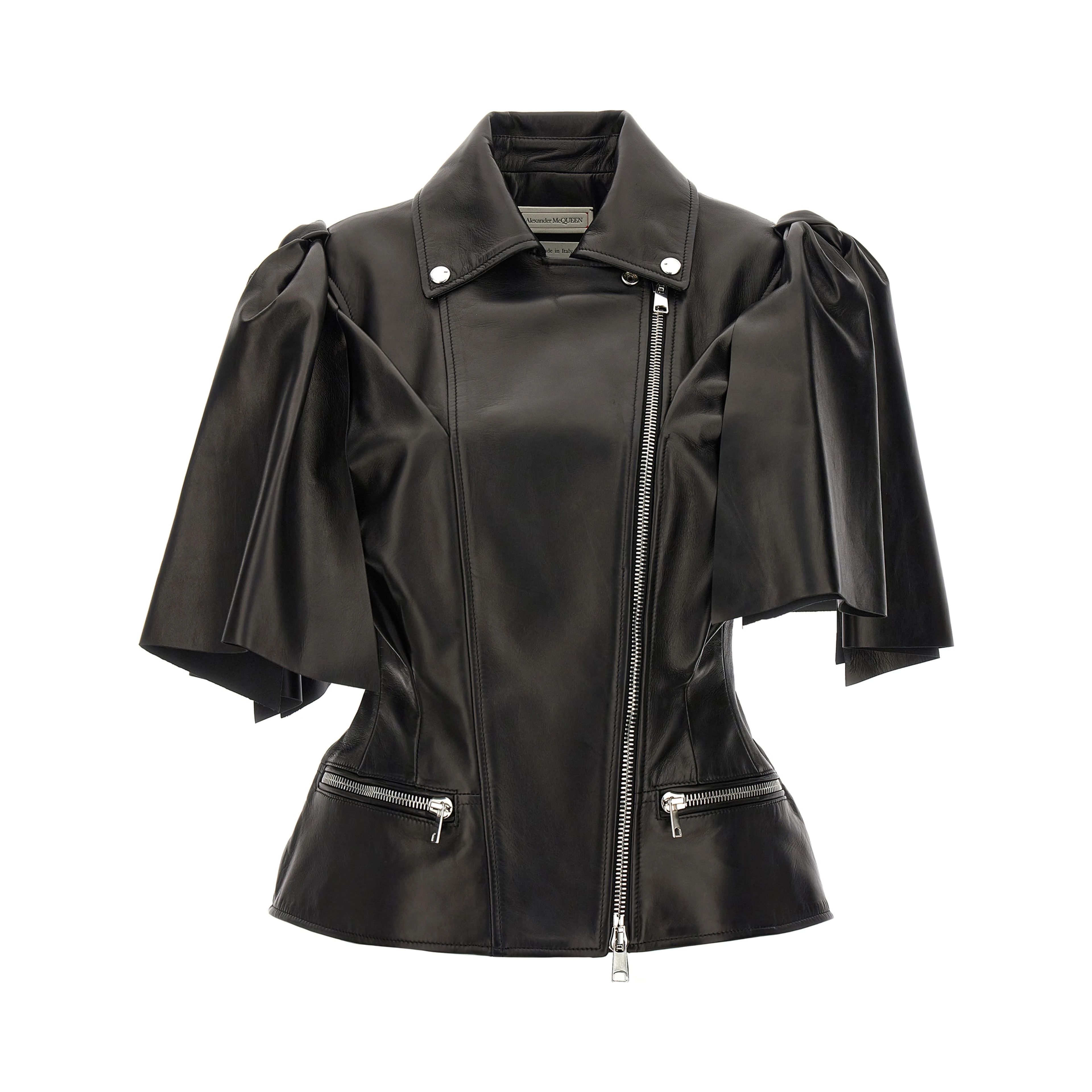 Black Lamb Leather Sleeveless Jacket
