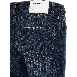 Blue Cotton Straight-Leg Jeans