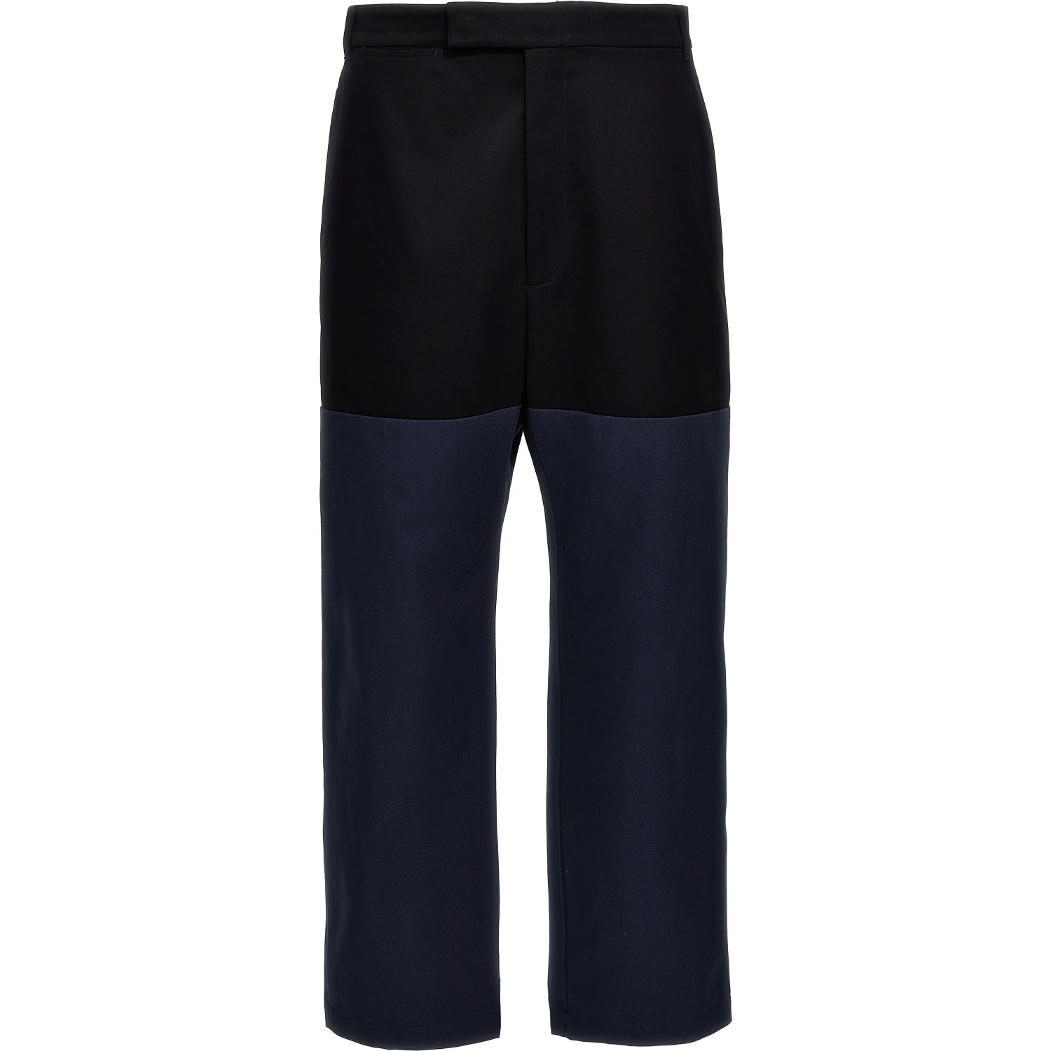 Blue Cotton Casual Pants